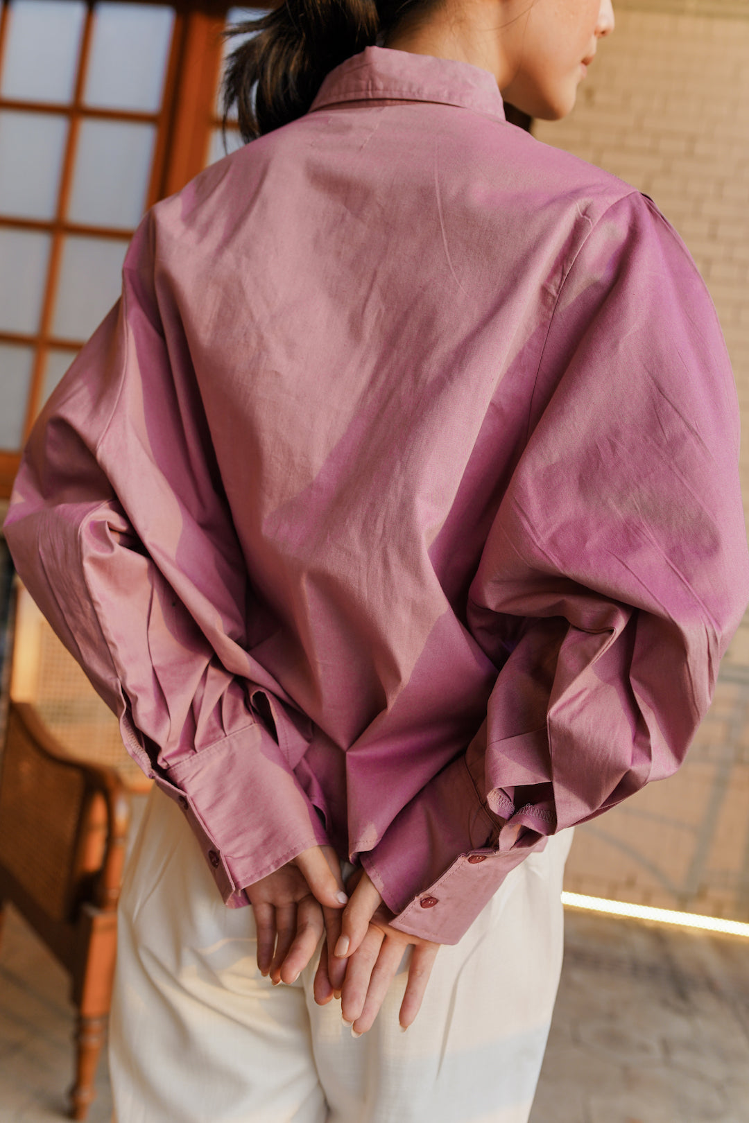 DEFECT 30% - STELLAR PUFF SHIRT IN LAVENDER PLUM