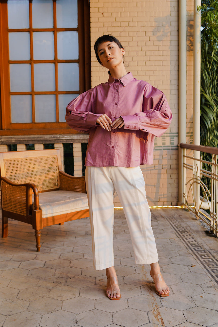 DEFECT 30% - STELLAR PUFF SHIRT IN LAVENDER PLUM