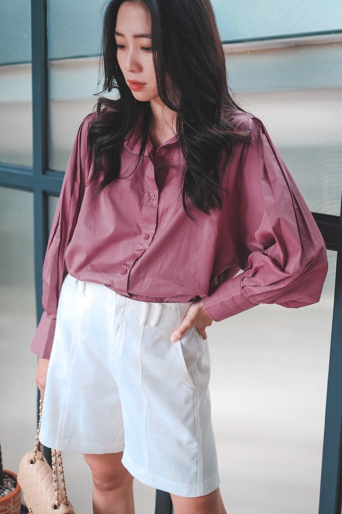 DEFECT 30% - STELLAR PUFF SHIRT IN LAVENDER PLUM
