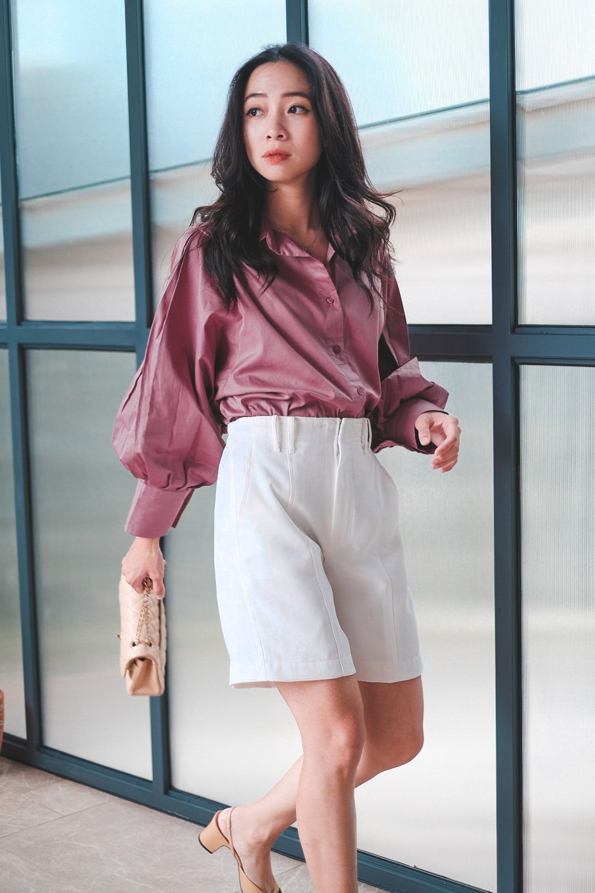 DEFECT 30% - STELLAR PUFF SHIRT IN LAVENDER PLUM