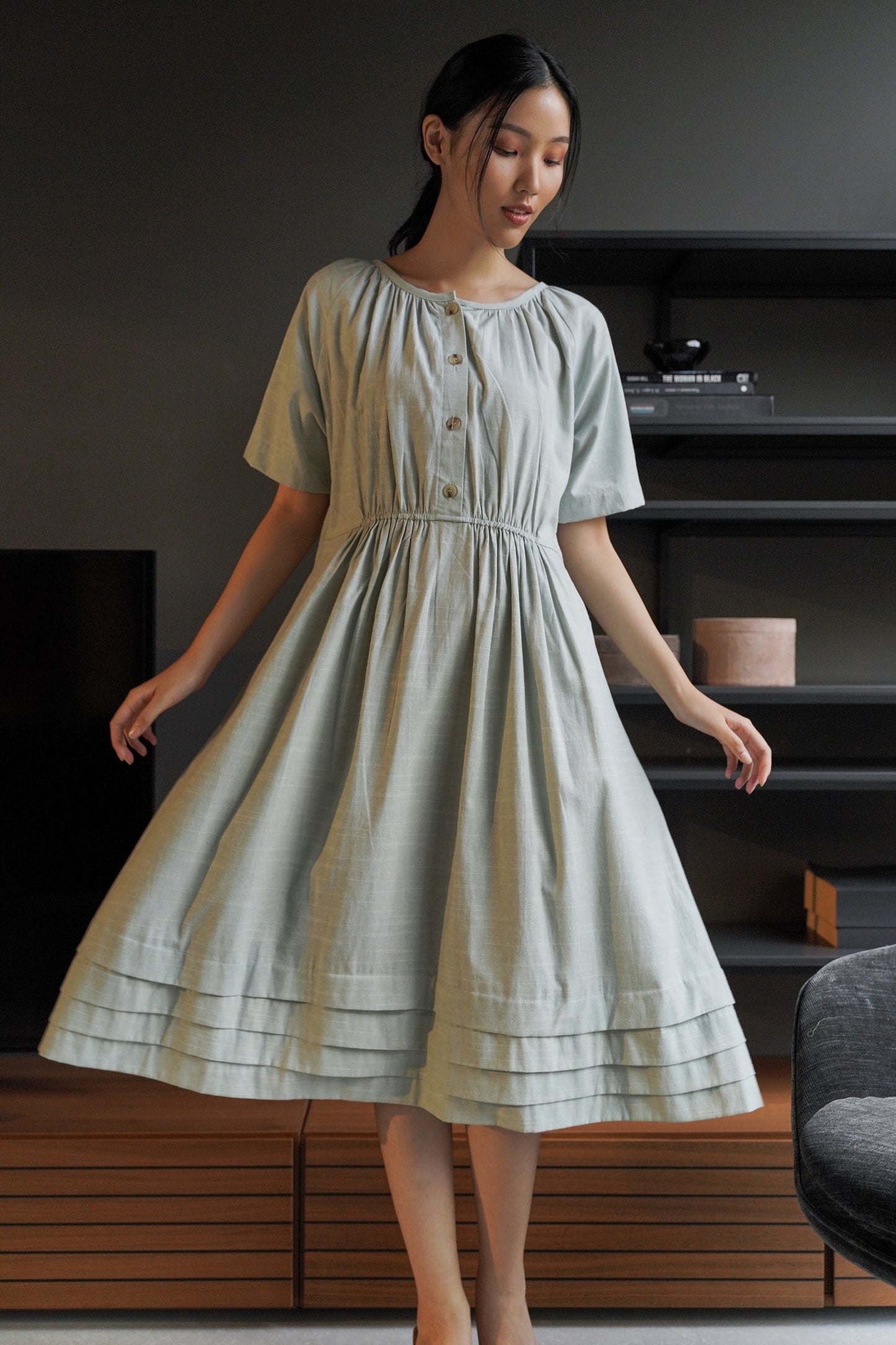 DEFECT 10% - LOU DRESS IN GREEN LILLY
