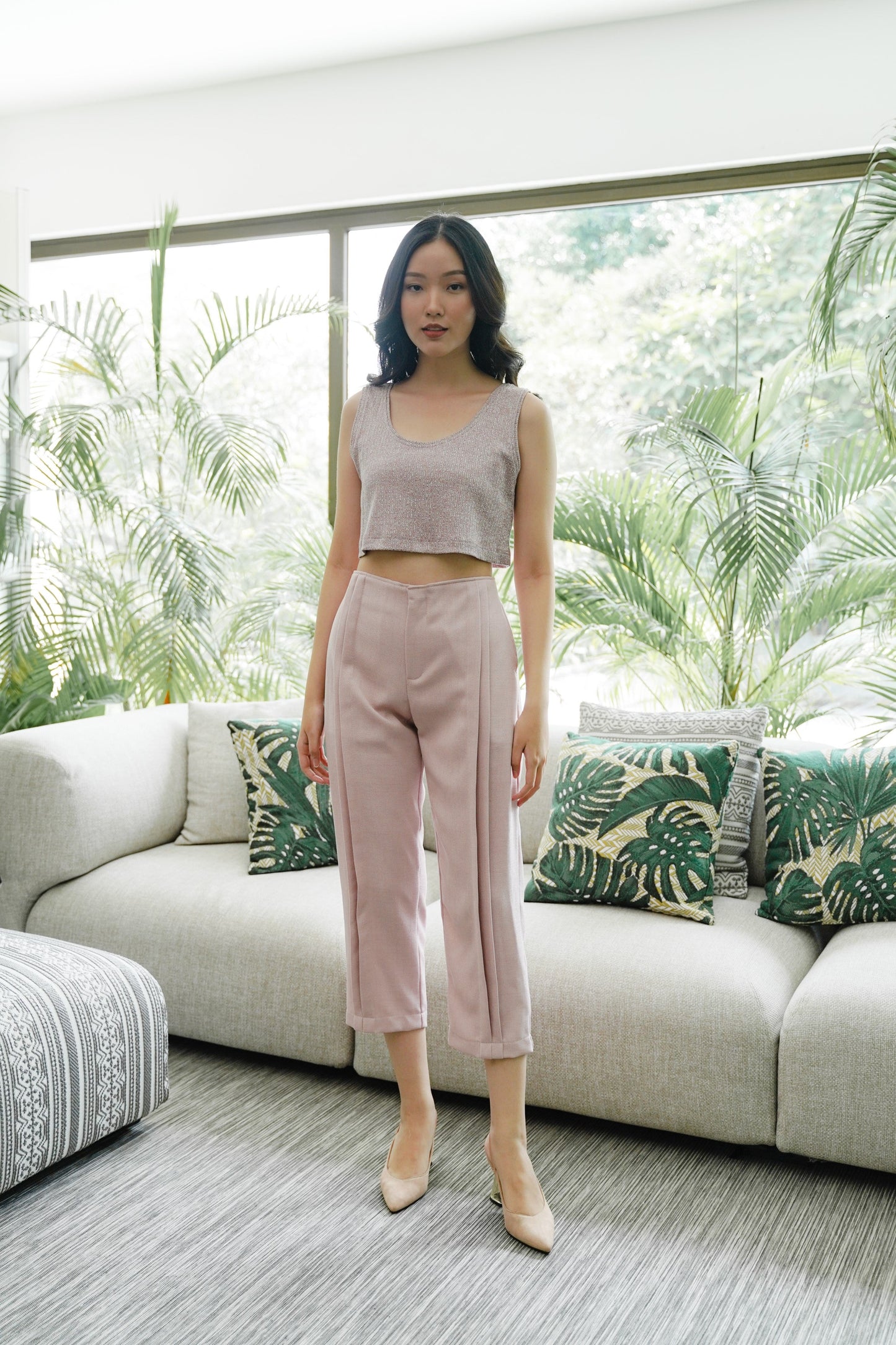 DEFECT 10% - BIGAIL CROP - SLEEVELESS IN BLEACHED MAUVE