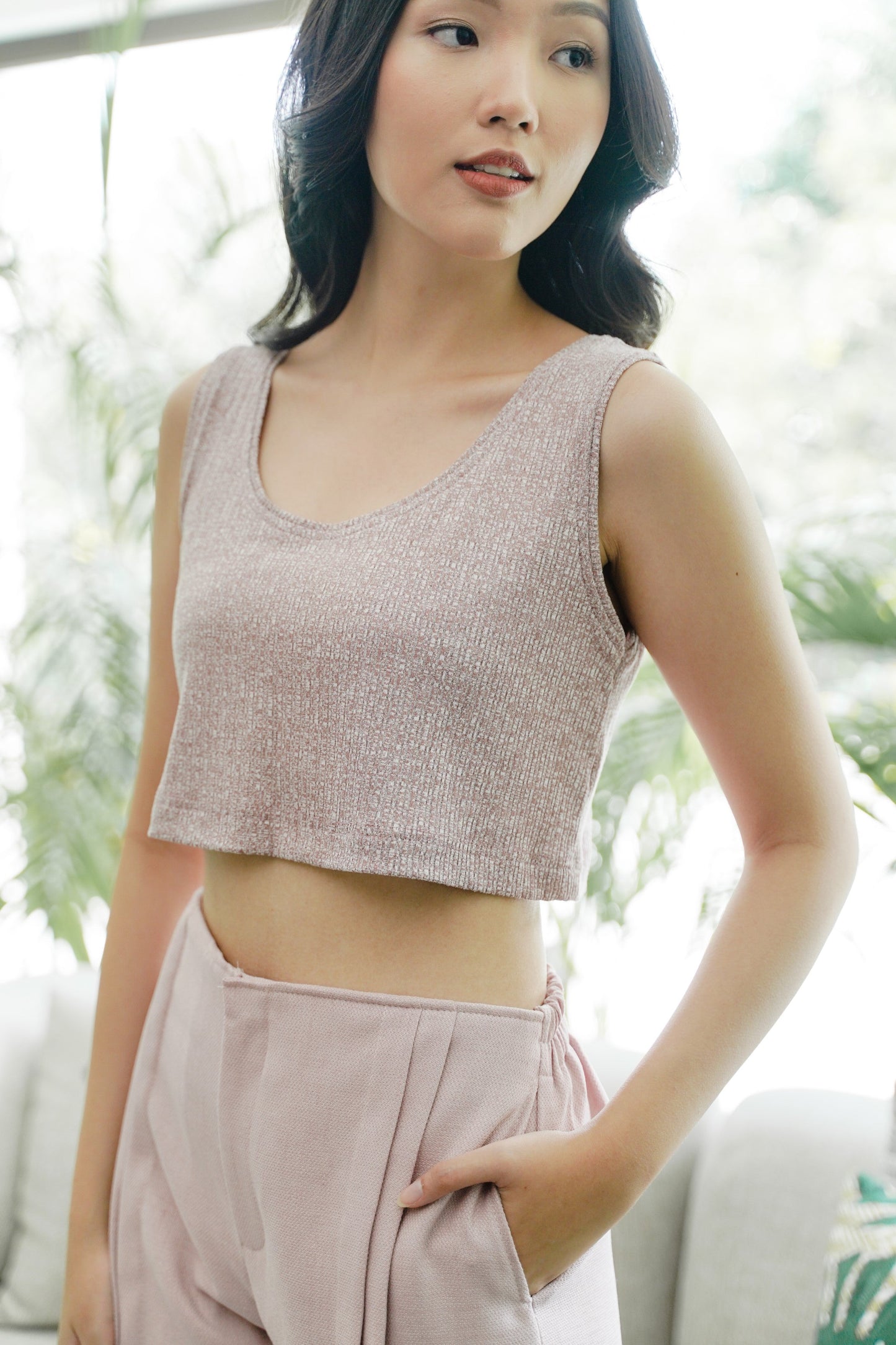 DEFECT 10% - BIGAIL CROP - SLEEVELESS IN BLEACHED MAUVE