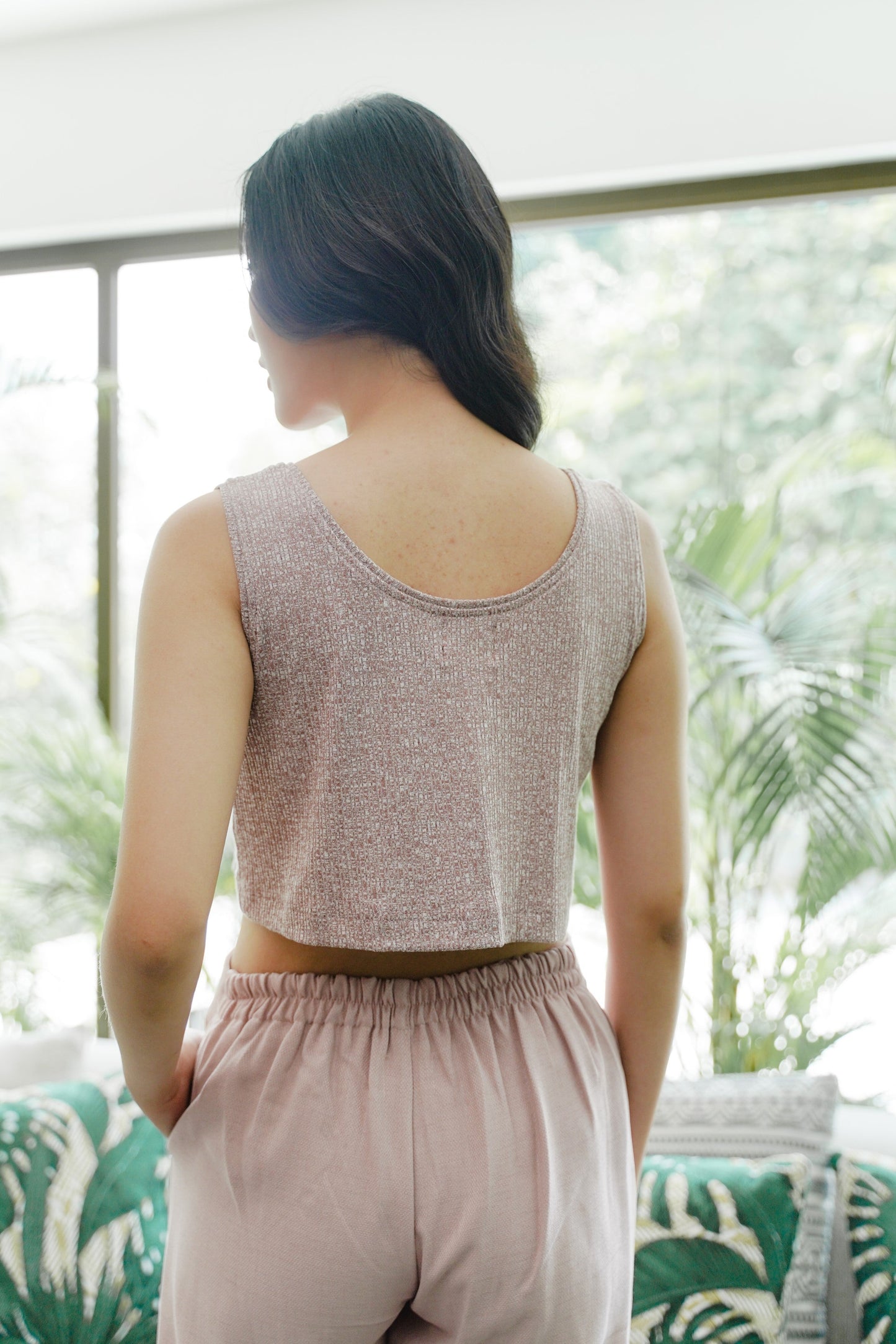 DEFECT 10% - BIGAIL CROP - SLEEVELESS IN BLEACHED MAUVE