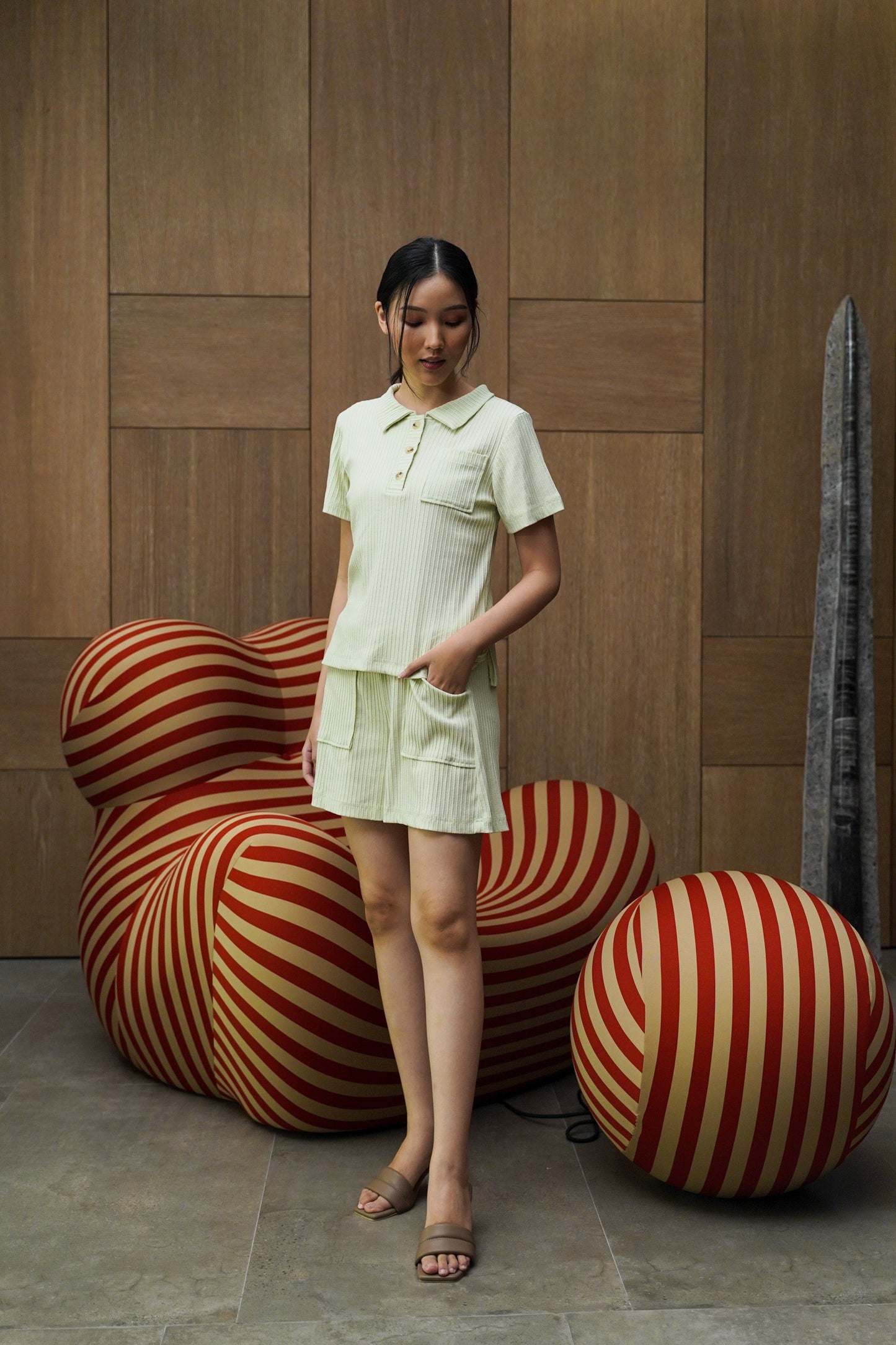 DEFECT 10% - HAMLET PANTS IN WARM PISTACHIO