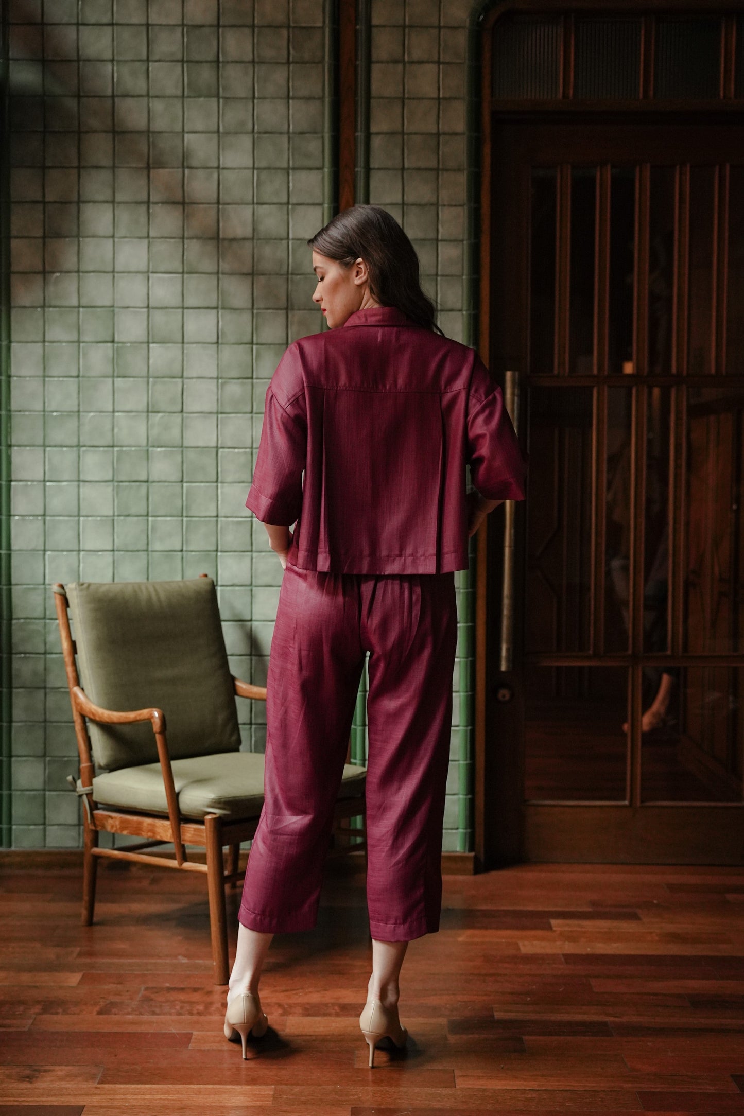 DEFECT 10% - CLARA SHIRT IN VELVET RED