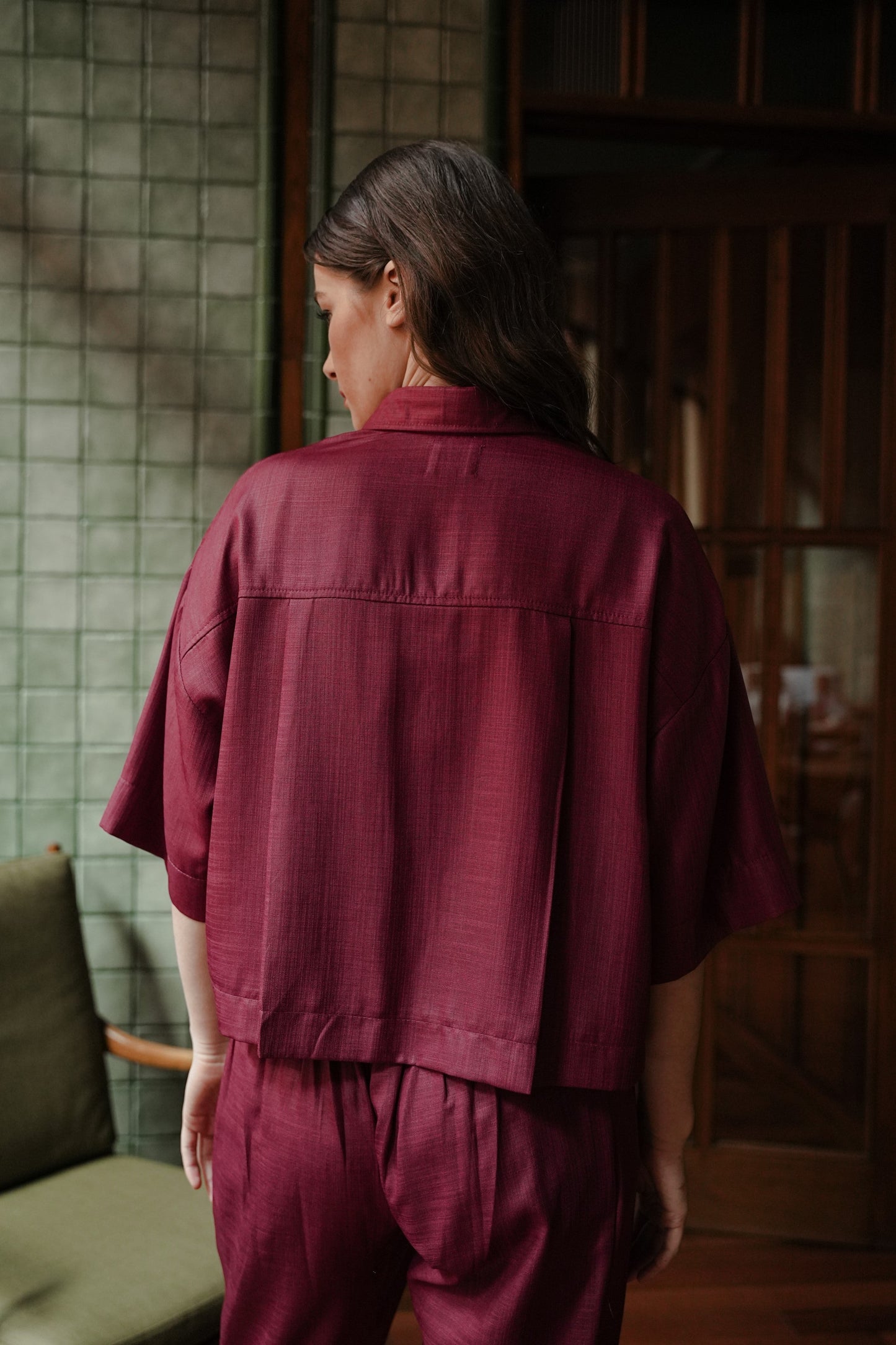 DEFECT 10% - CLARA SHIRT IN VELVET RED