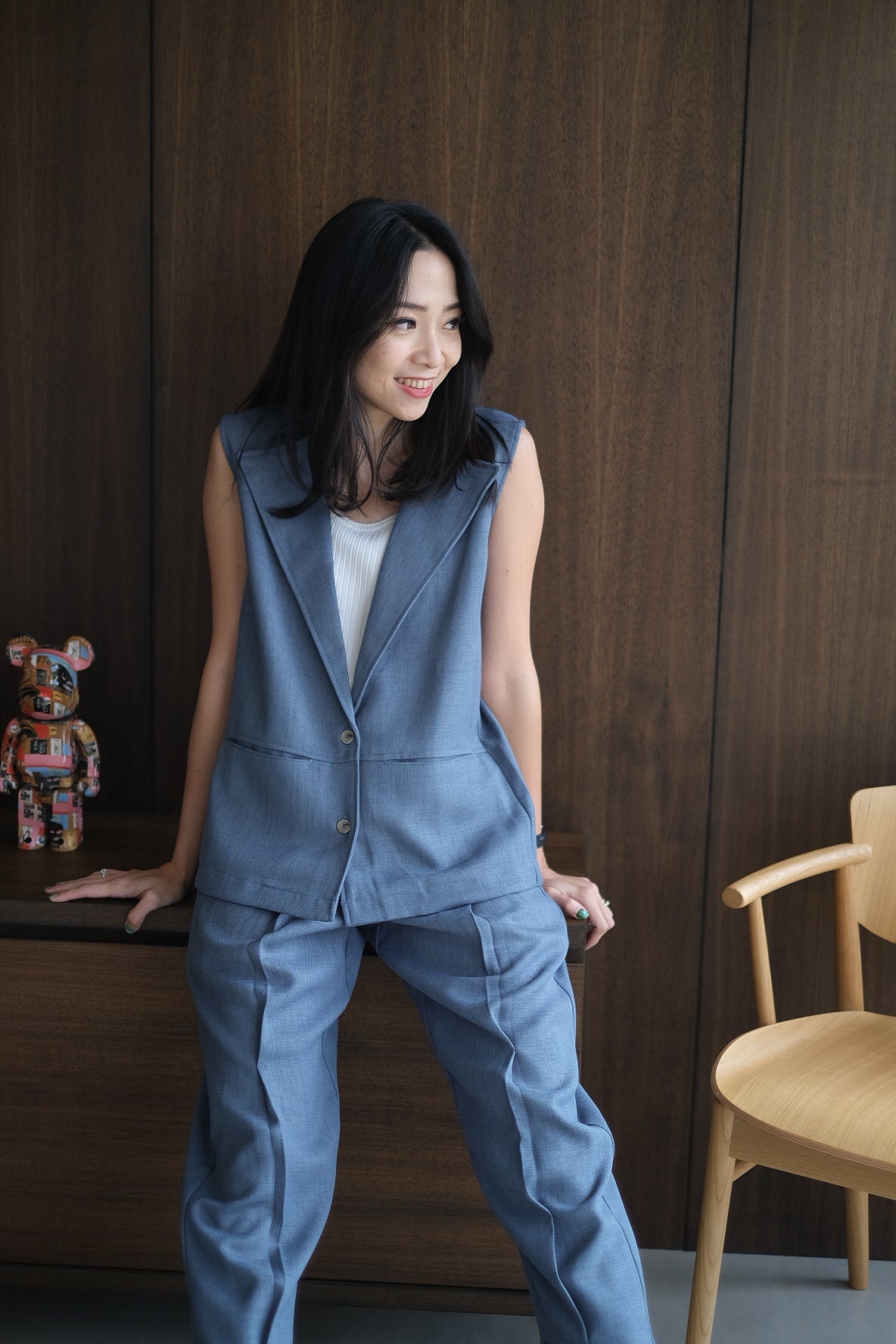 HONORE VEST IN CASHMERE BLUE