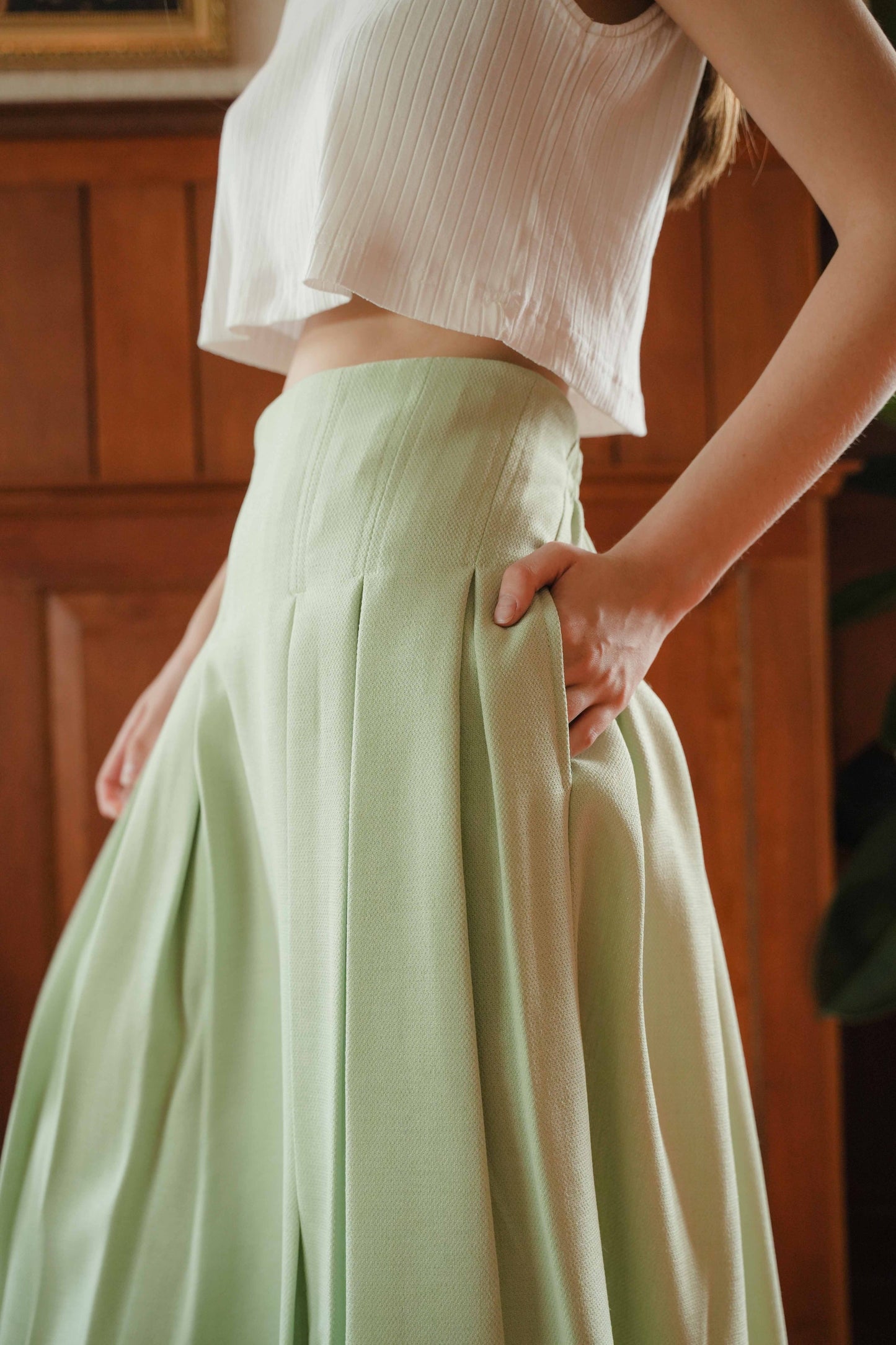 DEFECT 15% - NEW AGATHA SKIRT IN GREEN SPROUT