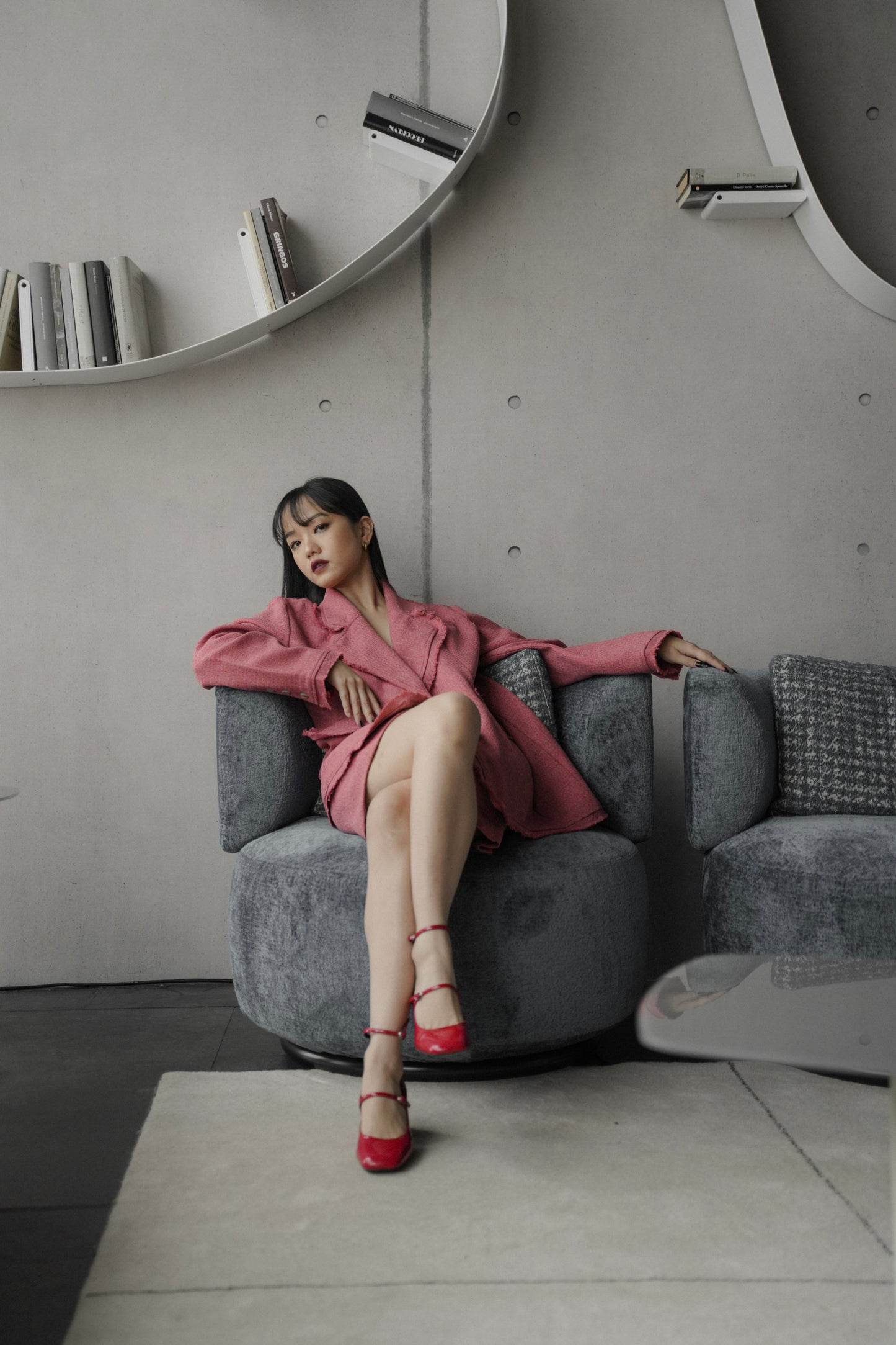 ELXIEL TWEED BLAZER IN POPPY LILY