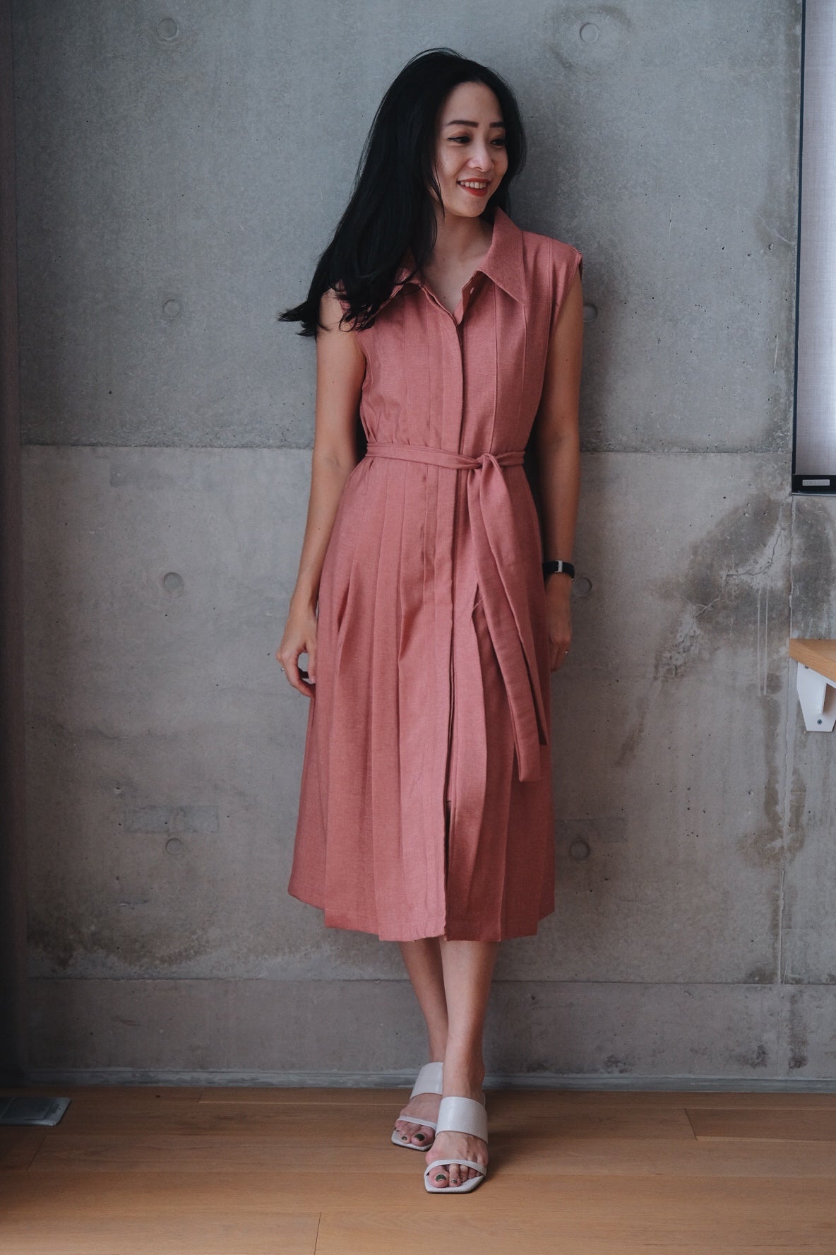 DENNISE DRESS IN BURN CORAL