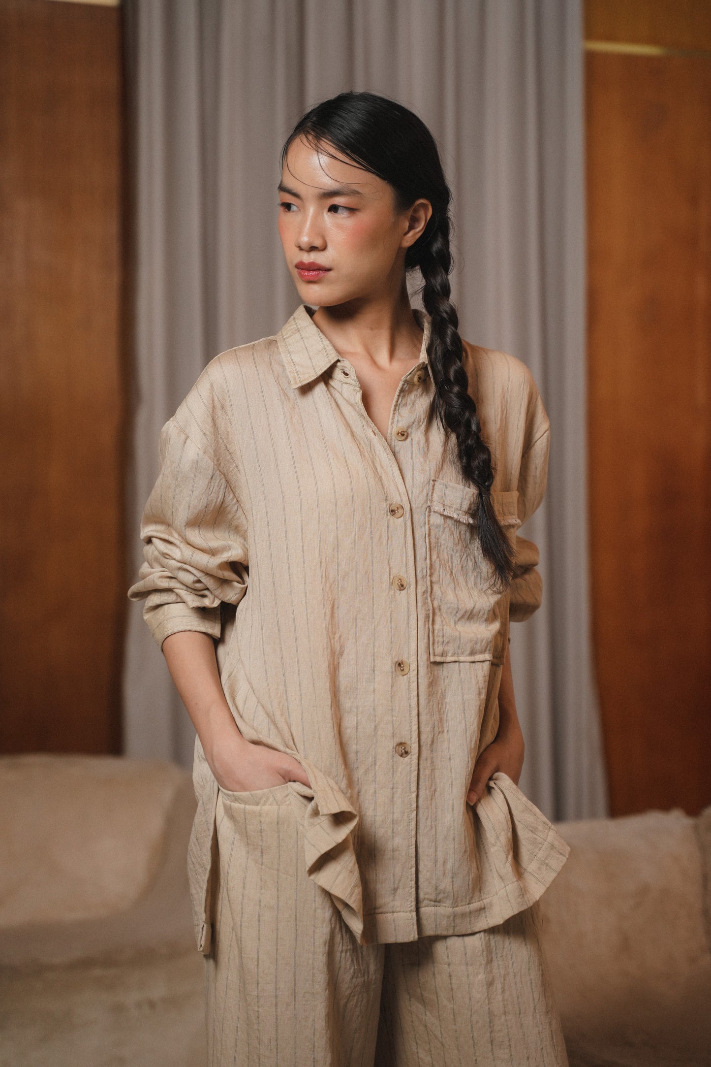 SOLENE TOP IN SHORTBREAD