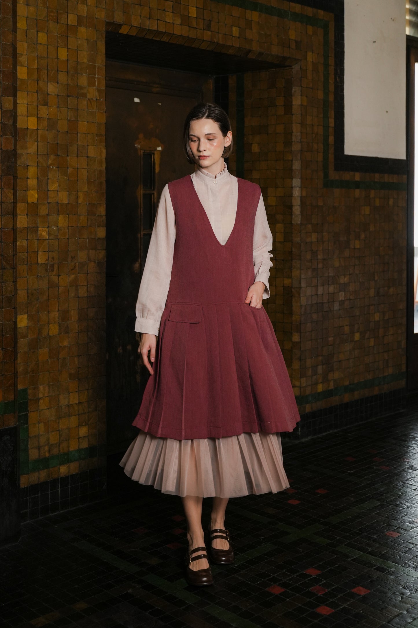 MAURICE DRESS IN ROUGE