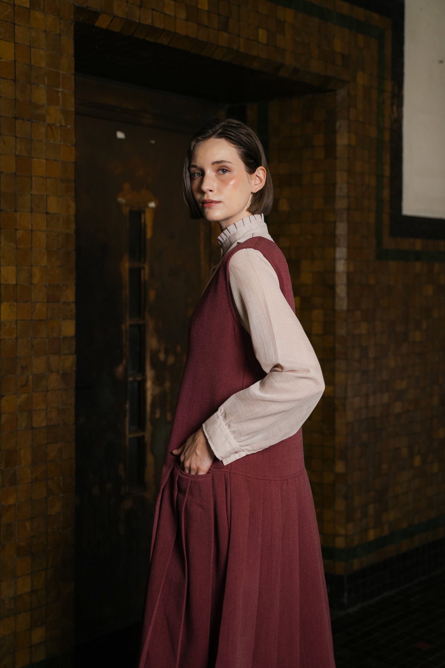 MAURICE DRESS IN ROUGE