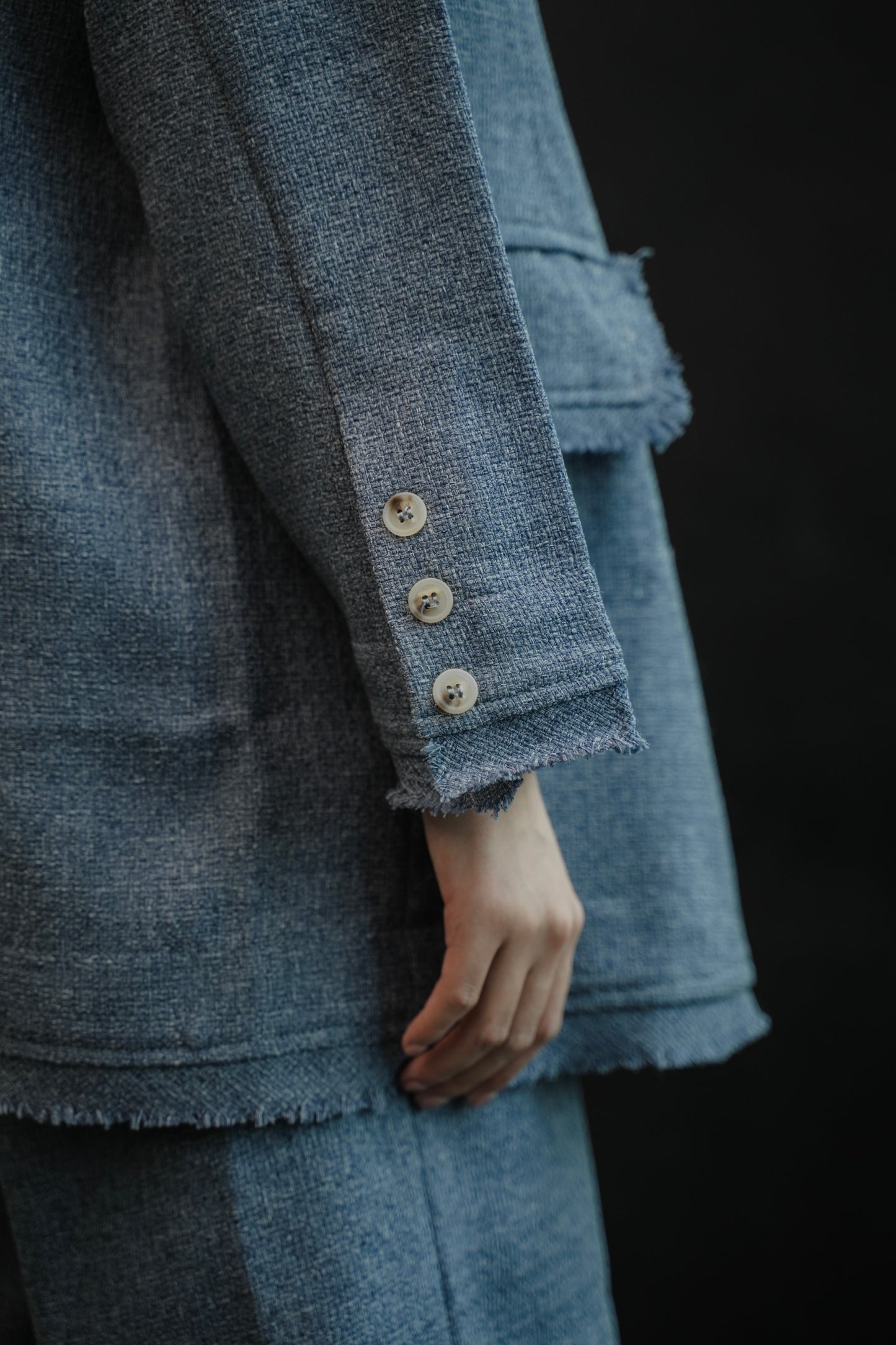 ELXIEL TWEED BLAZER IN PANSY BLUE