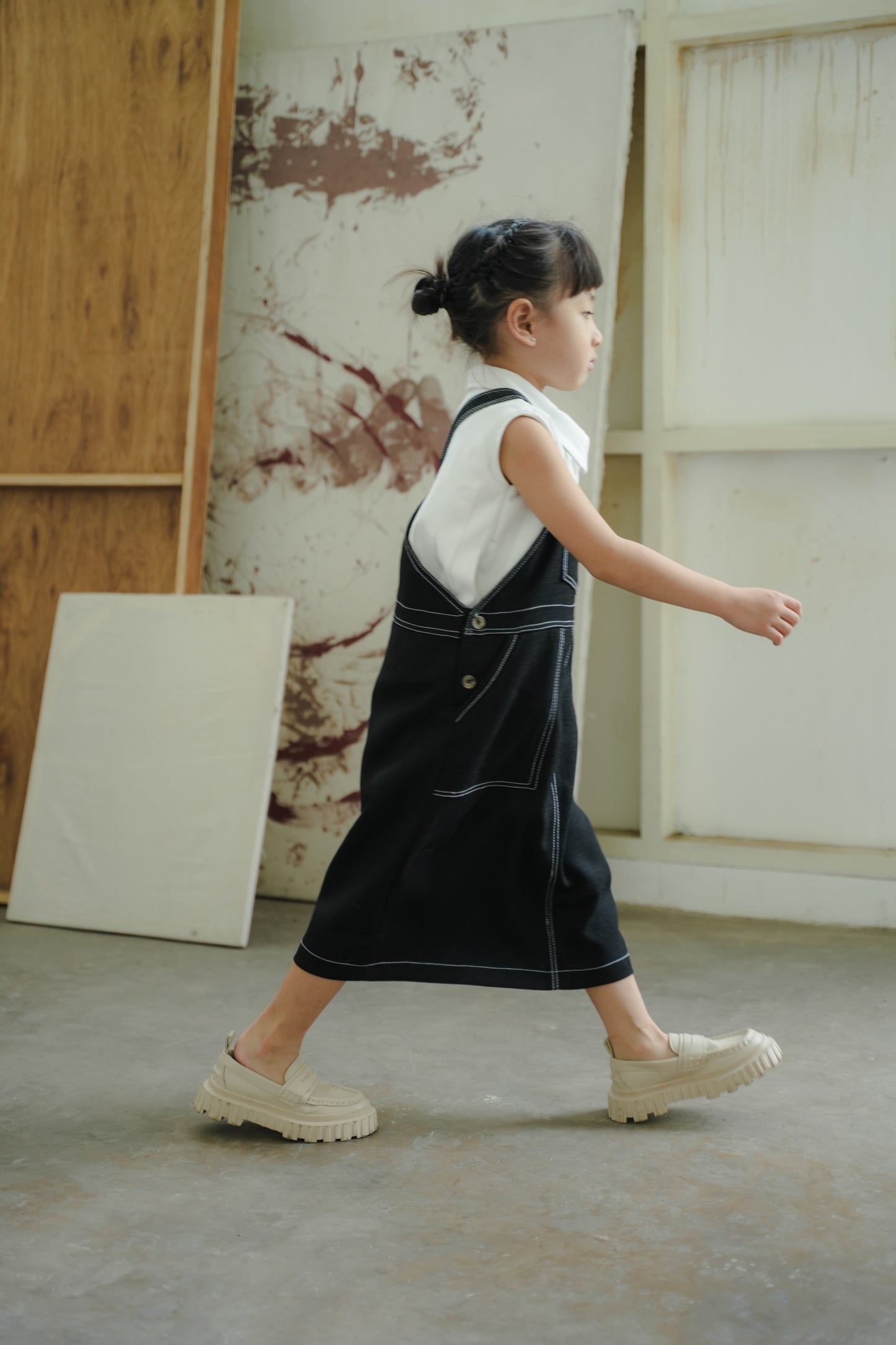 MINI TADAO OVERALL IN DEEP BLACK