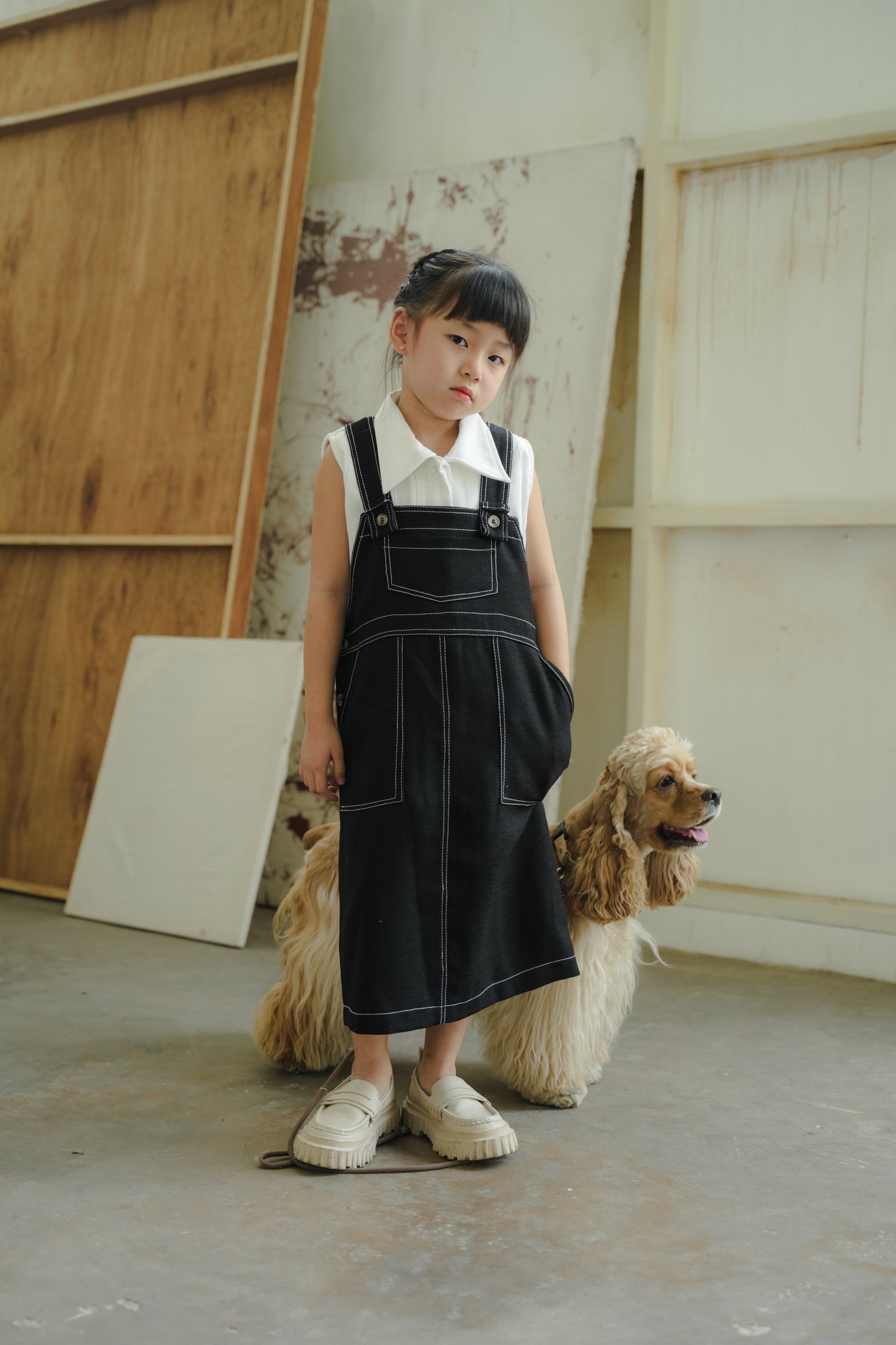 MINI TADAO OVERALL IN DEEP BLACK