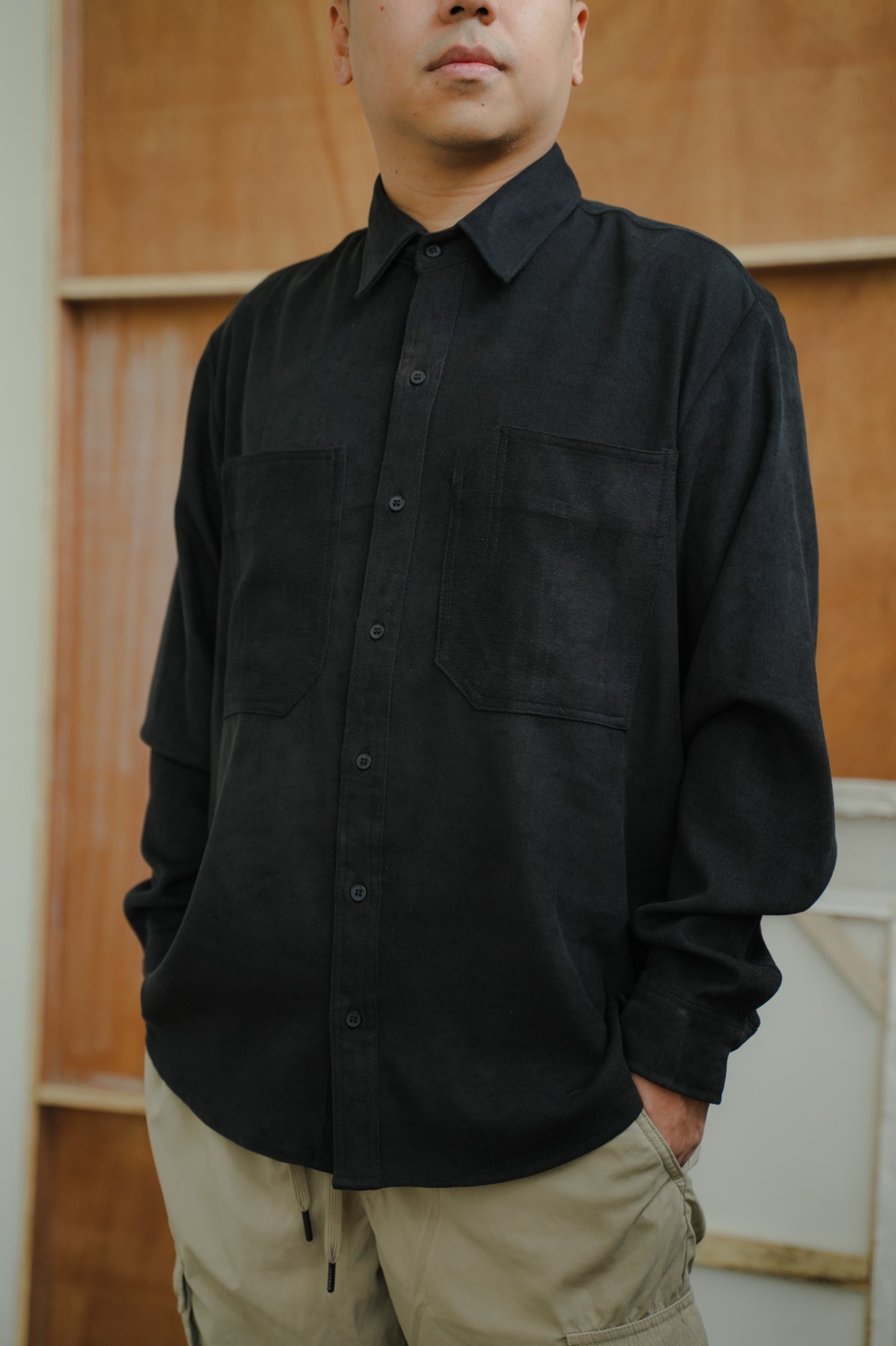 EBISU SHIRT IN LONG BLACK