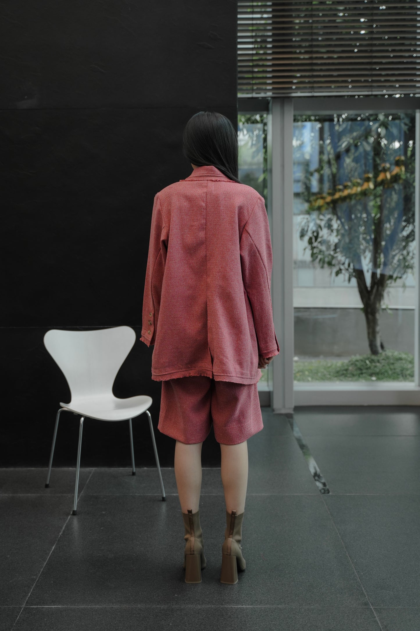 ELXIEL TWEED BLAZER IN POPPY LILY