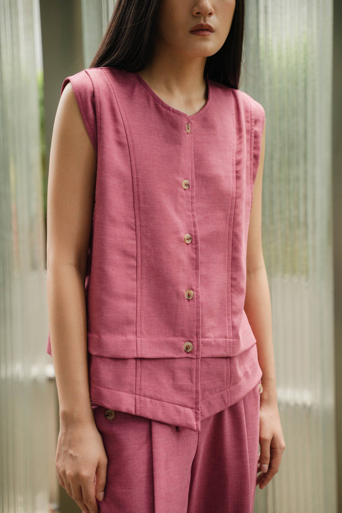 DEFECT 15% - NEGISHI TOP SLEEVELESS IN PINK FLAMBE