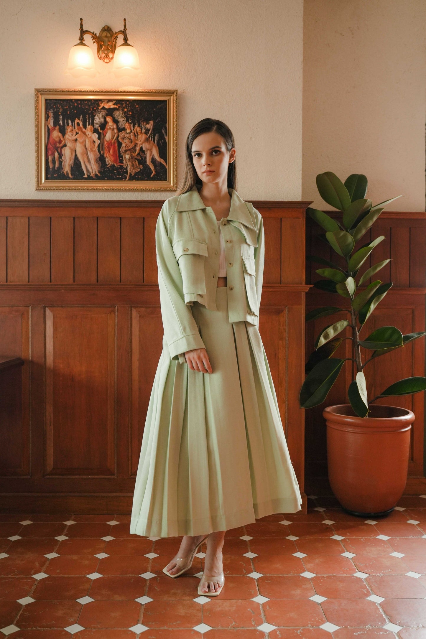 DEFECT 15% - NEW AGATHA SKIRT IN GREEN SPROUT
