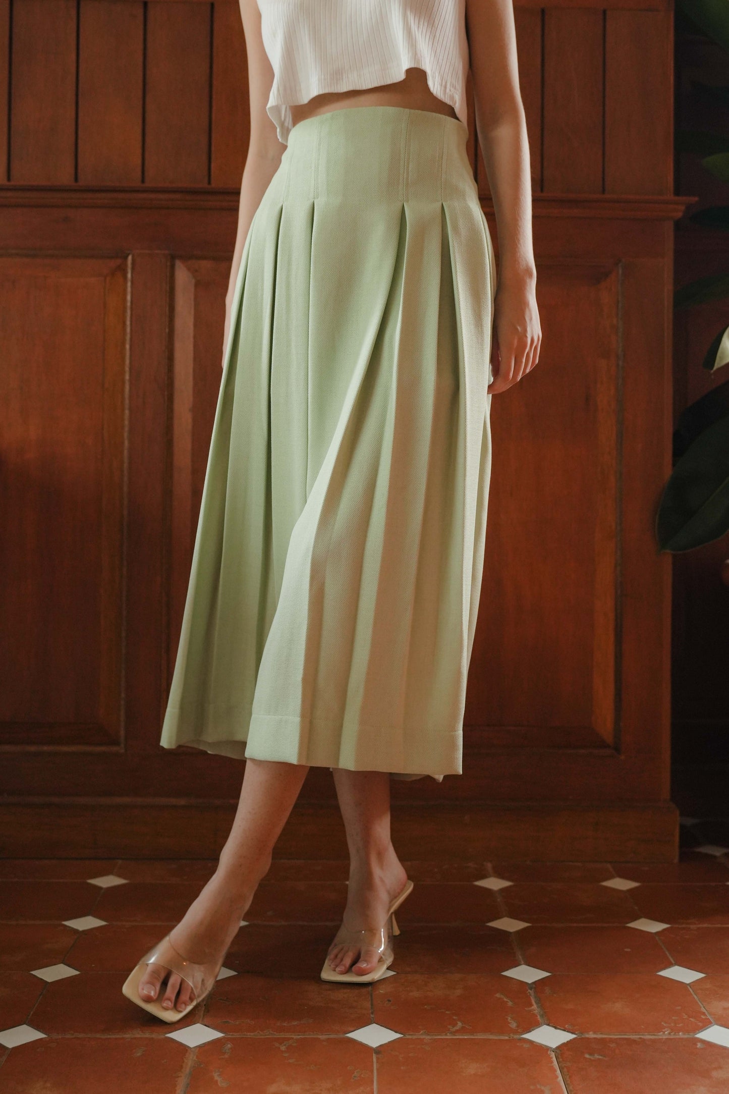 DEFECT 15% - NEW AGATHA SKIRT IN GREEN SPROUT
