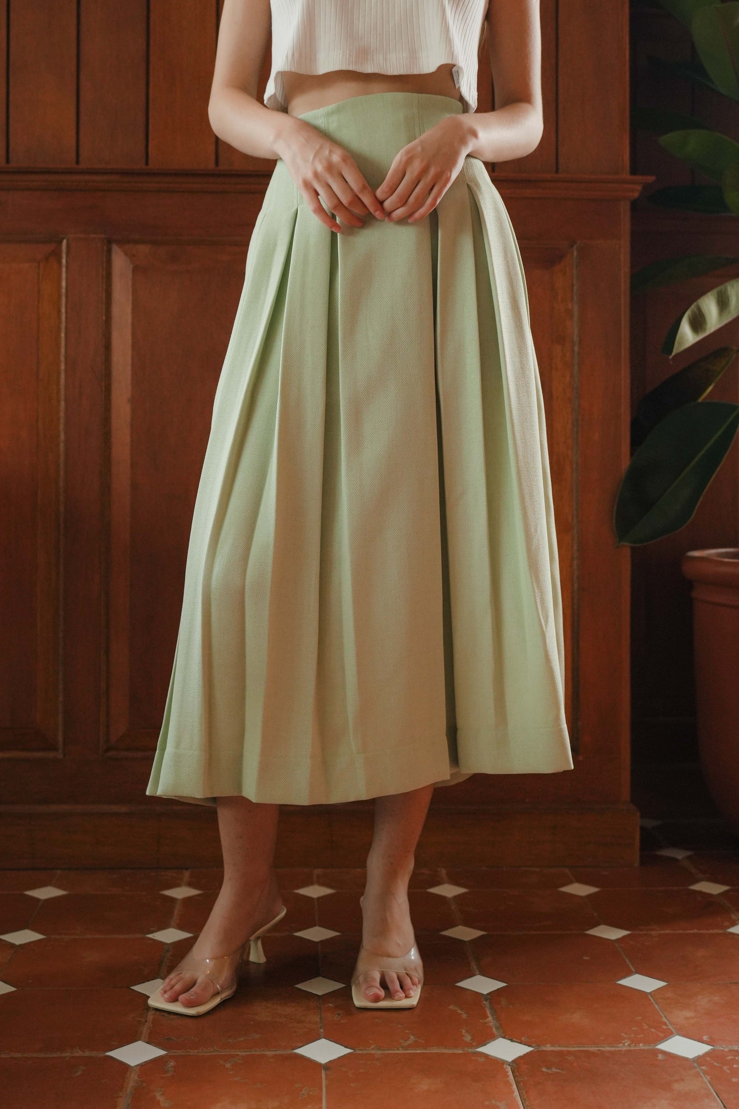 DEFECT 15% - NEW AGATHA SKIRT IN GREEN SPROUT
