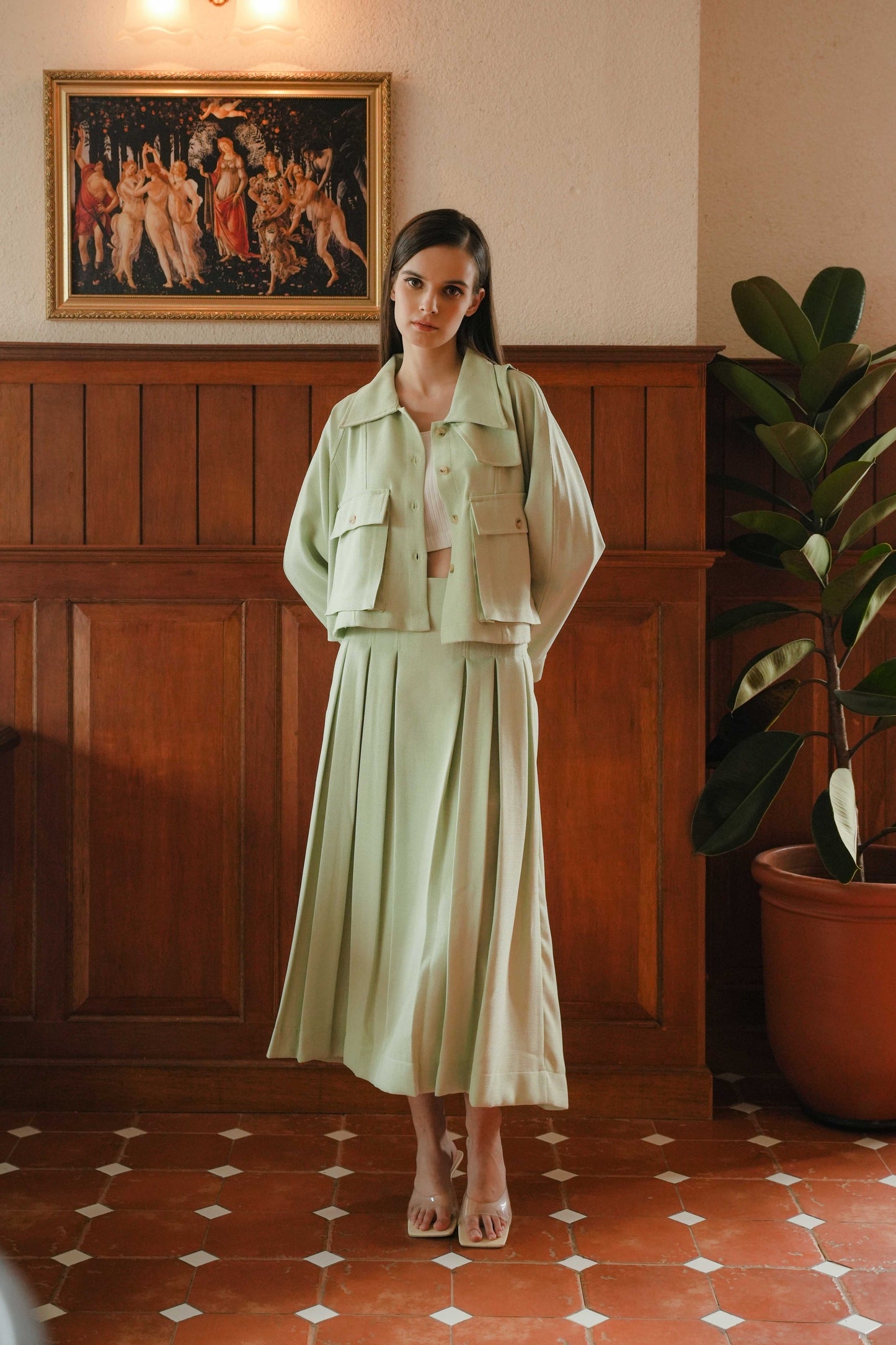 DEFECT 15% - NEW AGATHA SKIRT IN GREEN SPROUT