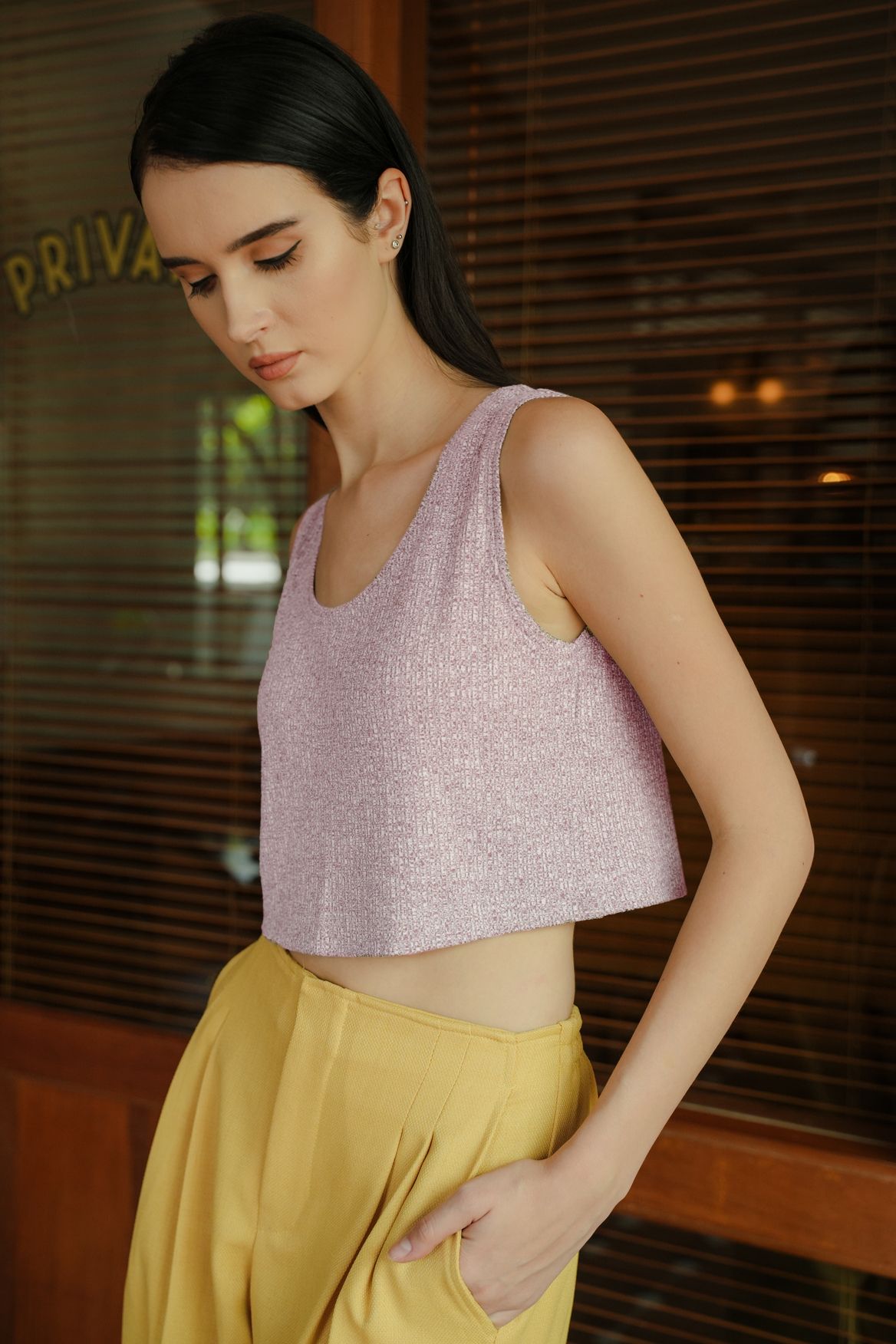 DEFECT 10% - BIGAIL CROP - SLEEVELESS IN ROSE CONFETTI