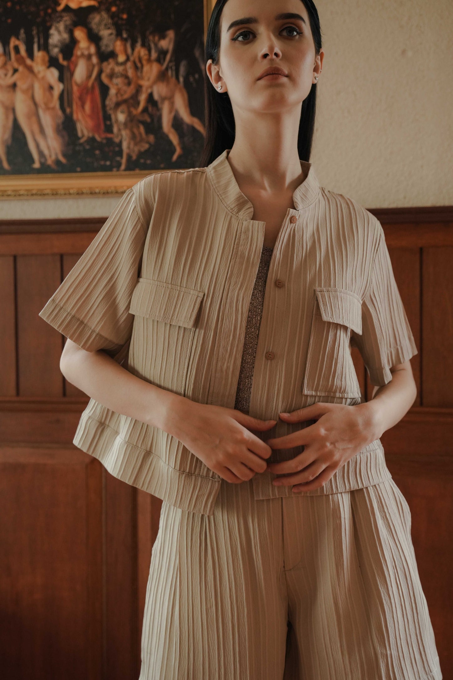 LOUVRE TOP SLEEVE IN FRAPPE