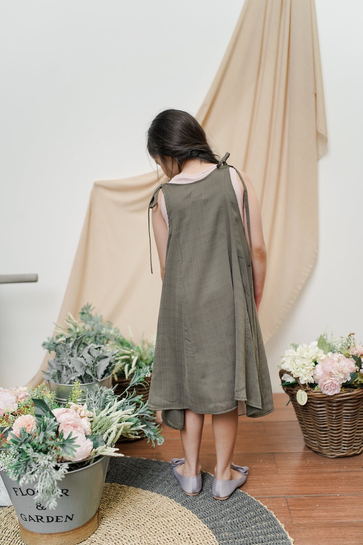 MINI KAERYS DRESS IN TRUFFLE GREEN