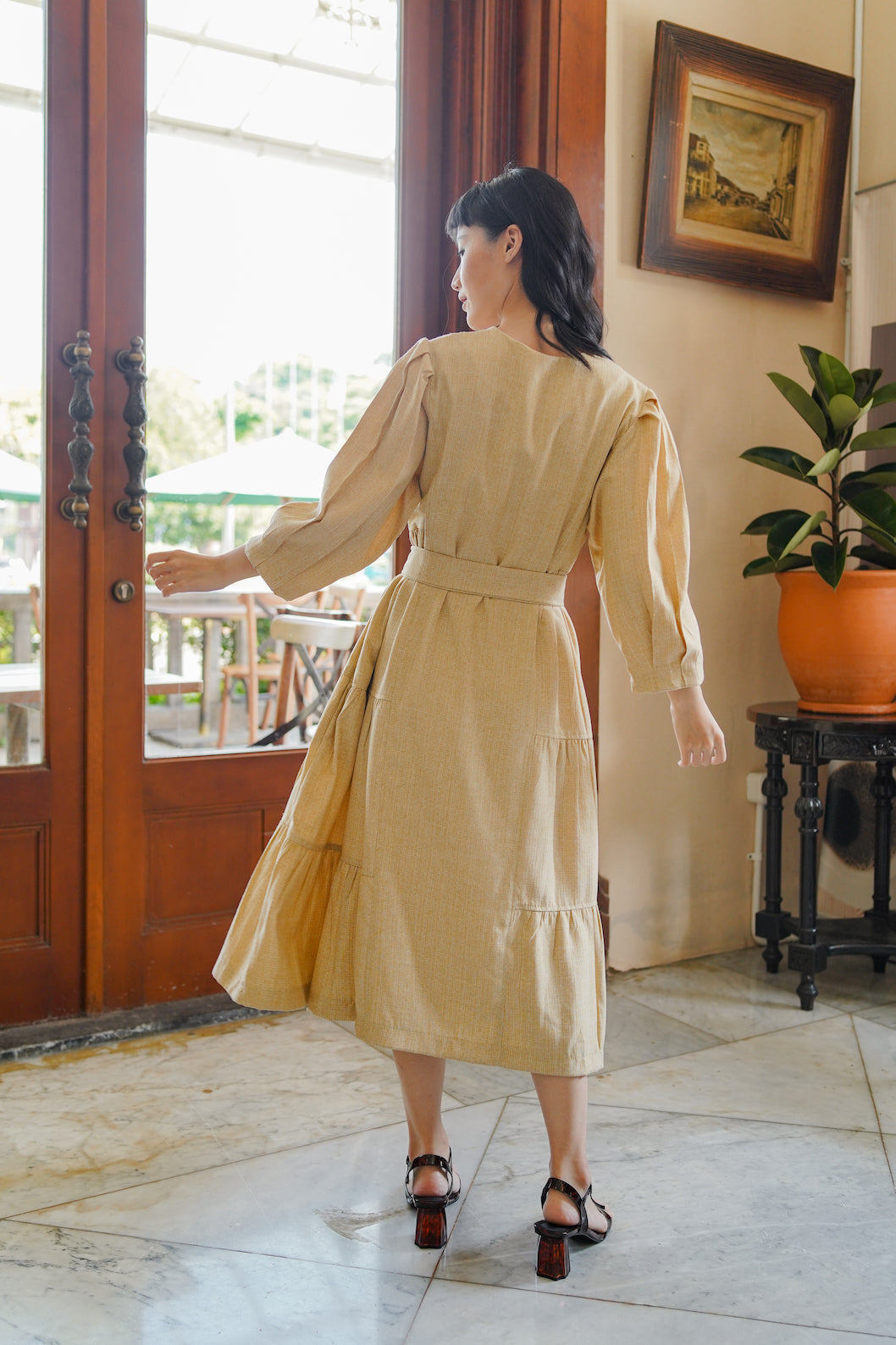 MARGIE DRESS IN SPICY MUSTARD