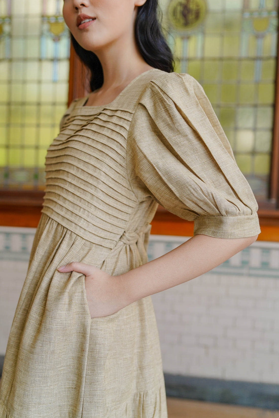 MARRIANE REVERSIBLE DRESS IN HONEYBUTTER