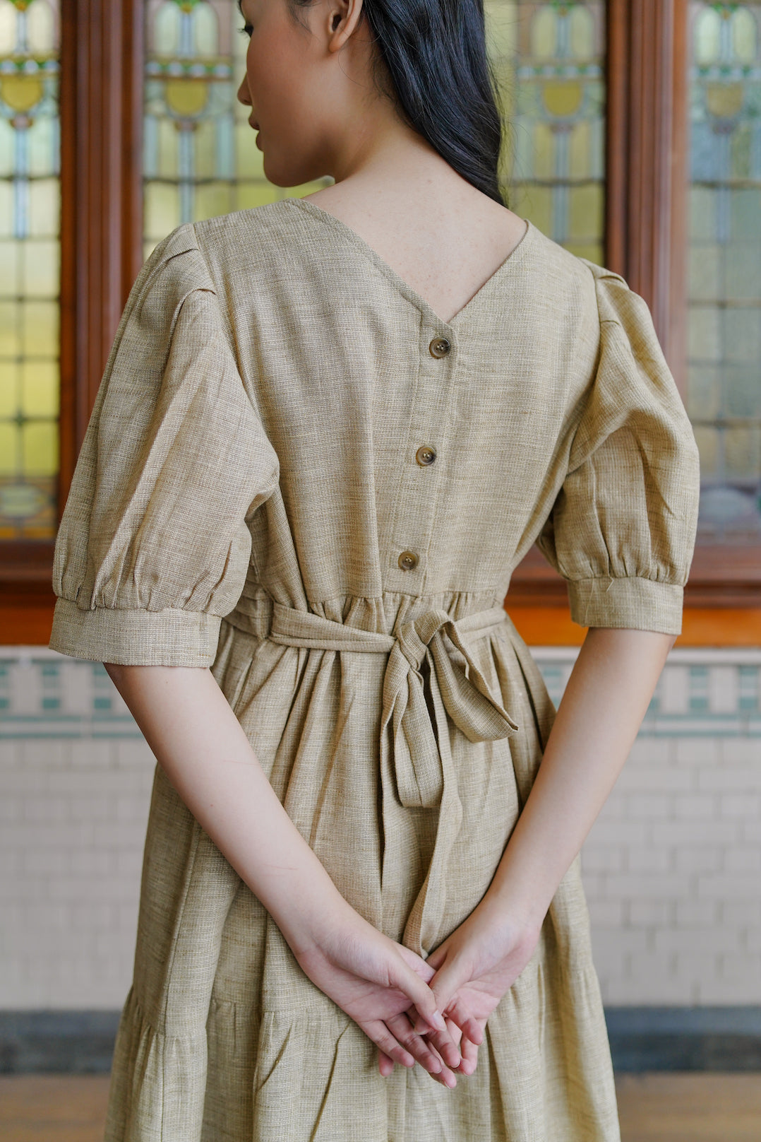 MARRIANE REVERSIBLE DRESS IN HONEYBUTTER