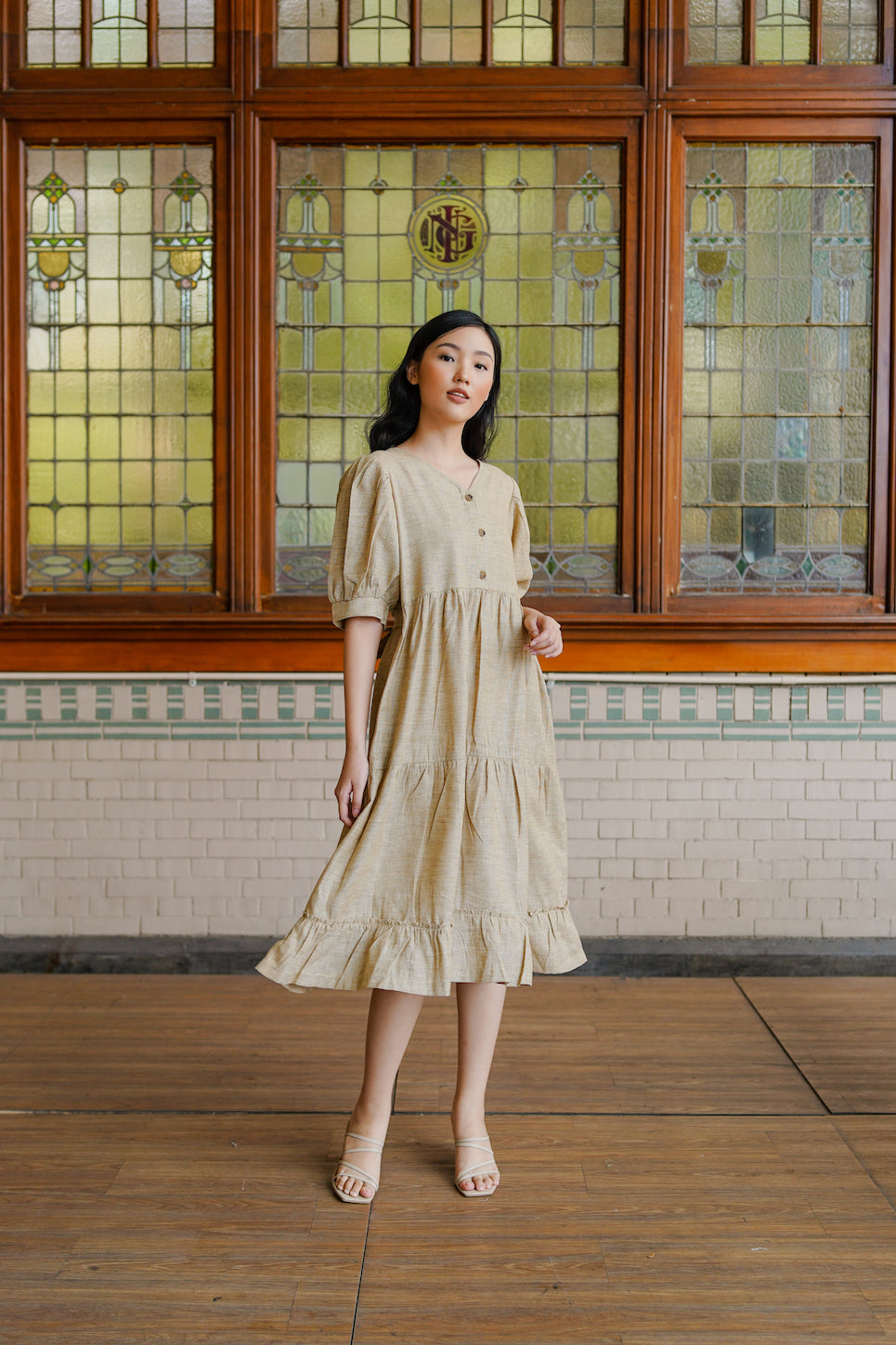 MARRIANE REVERSIBLE DRESS IN HONEYBUTTER