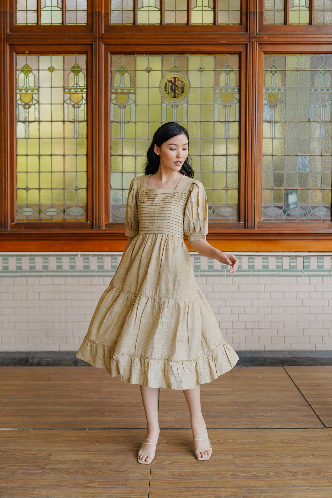 MARRIANE REVERSIBLE DRESS IN HONEYBUTTER