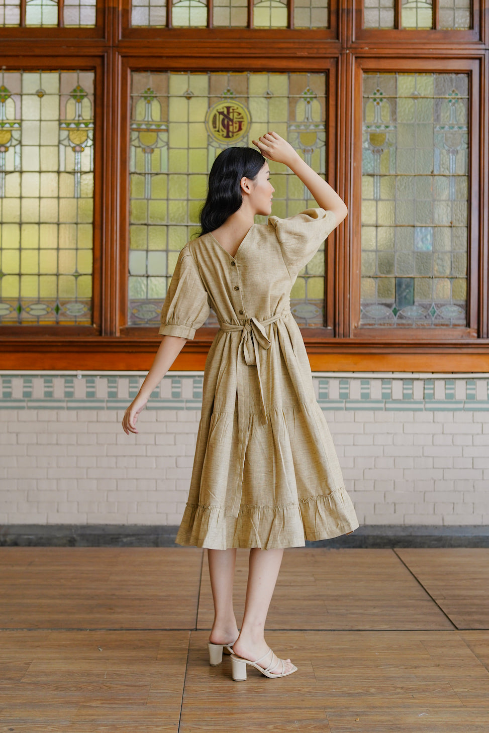 MARRIANE REVERSIBLE DRESS IN HONEYBUTTER