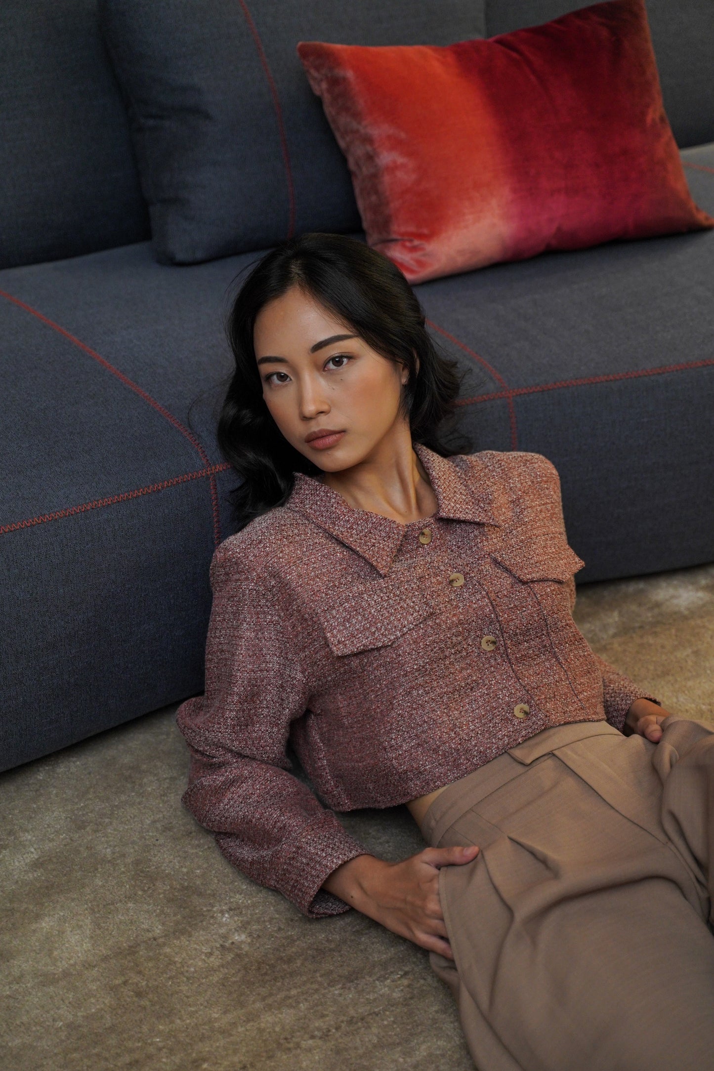 COCO CROPPED JACKET IN SUNSET RED