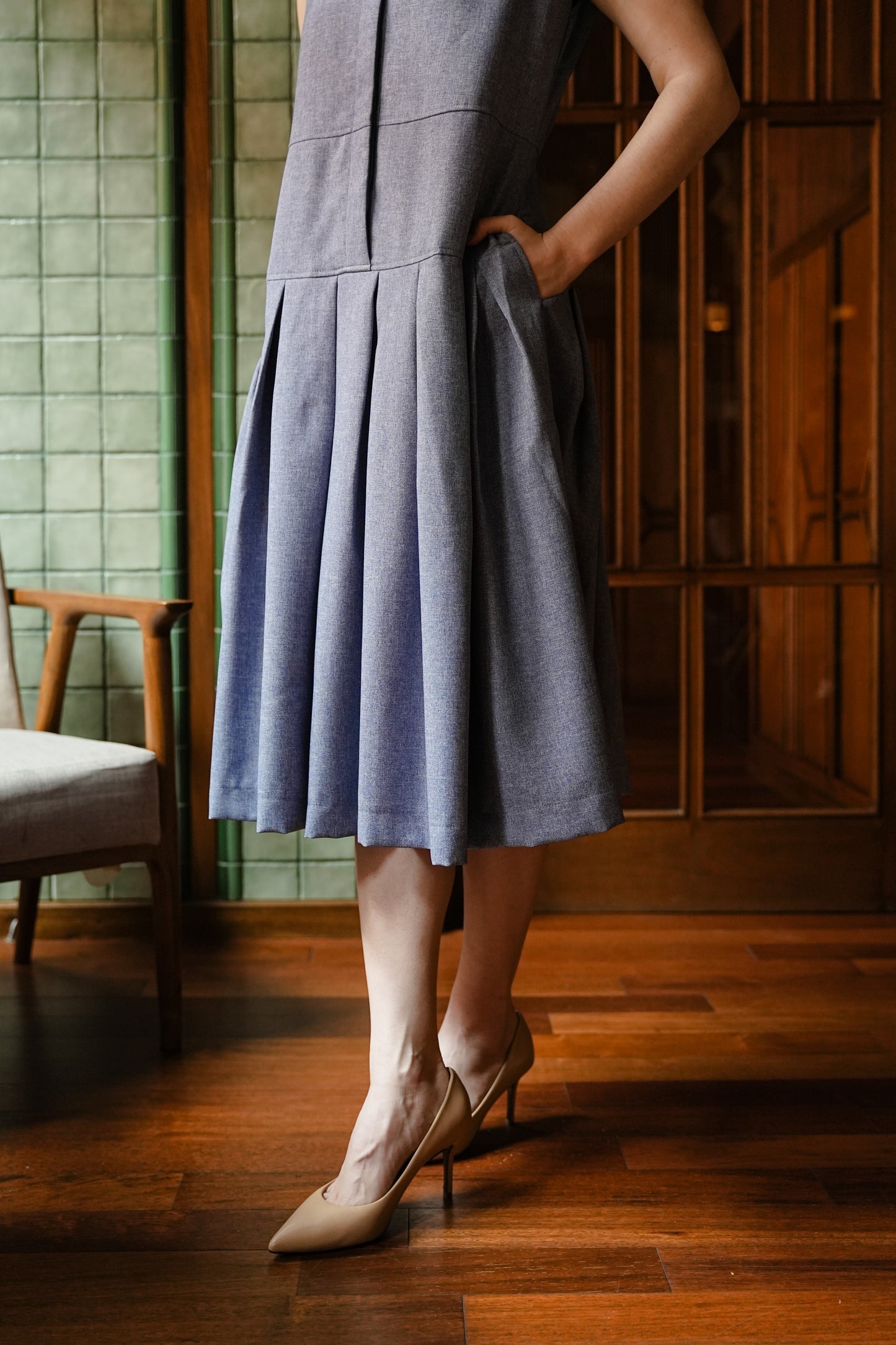 AMELIA DRESS SLEEVELESS IN NIAGARA