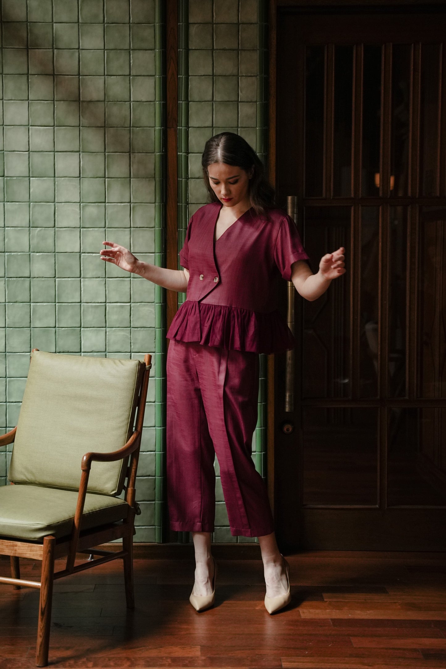 SWORD PANTS IN VELVET RED