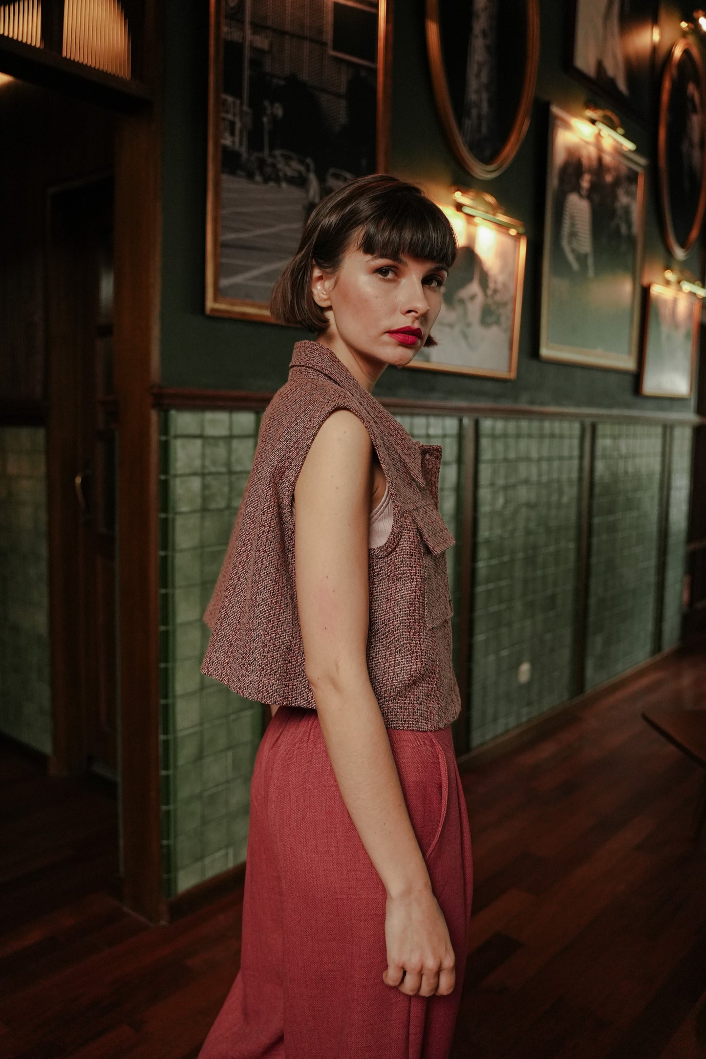 IRINA VEST IN POPPY PINK