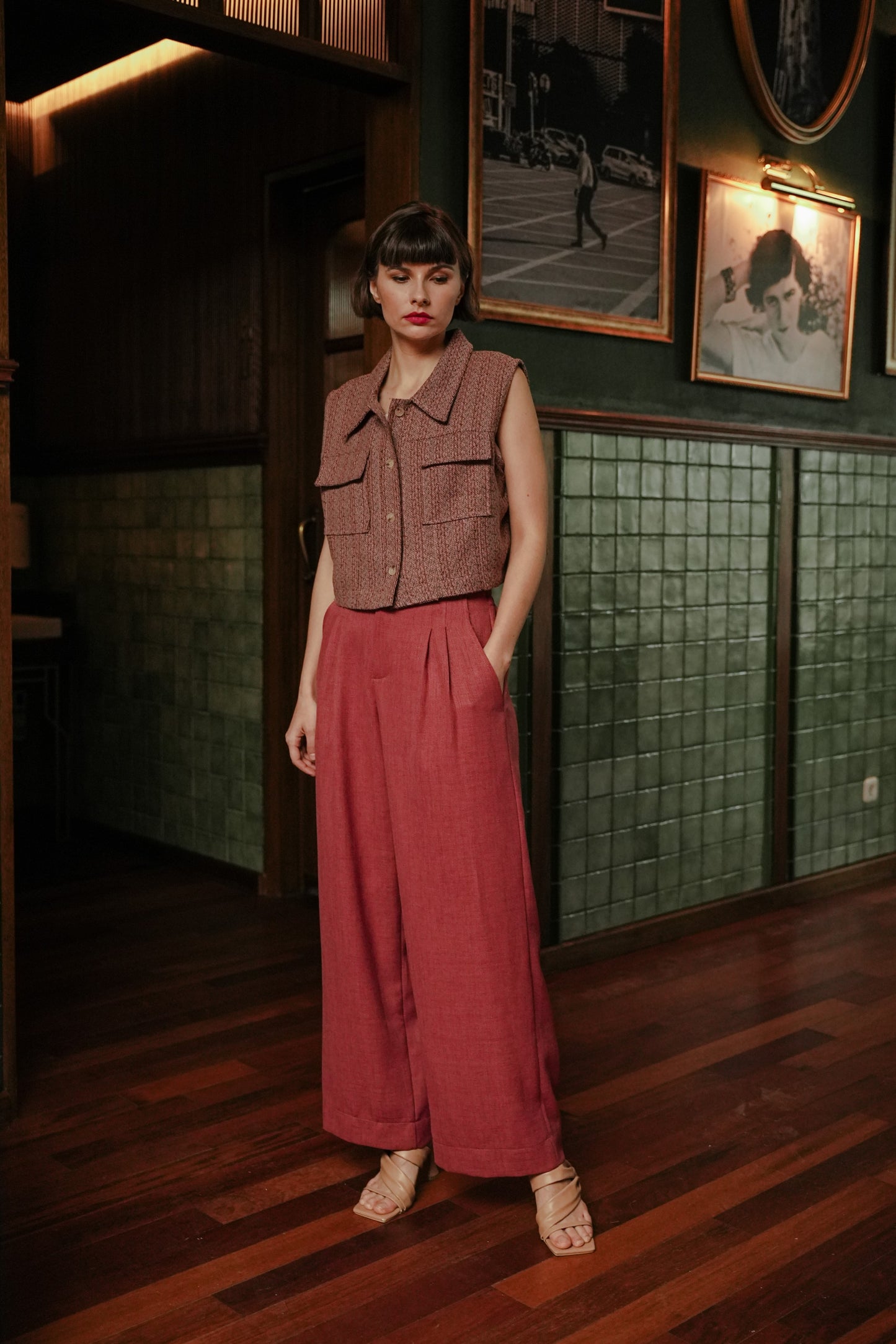 JOOSIE PANTS IN CURRANT RED