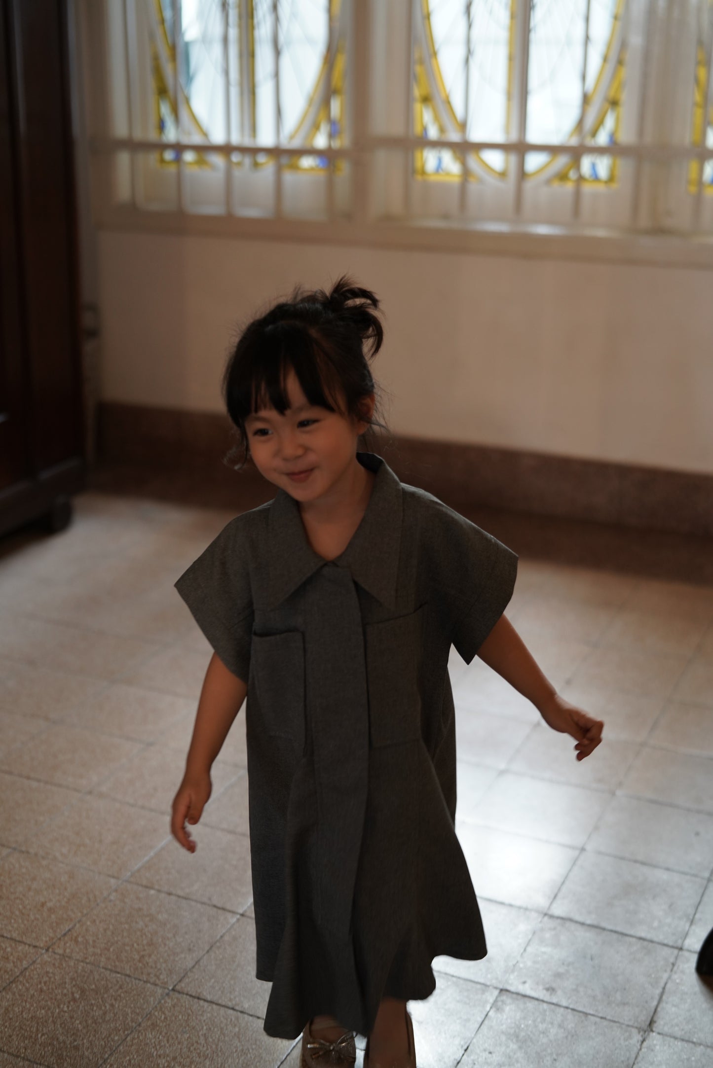 MINI LISBON DRESS IN GREYHOUND