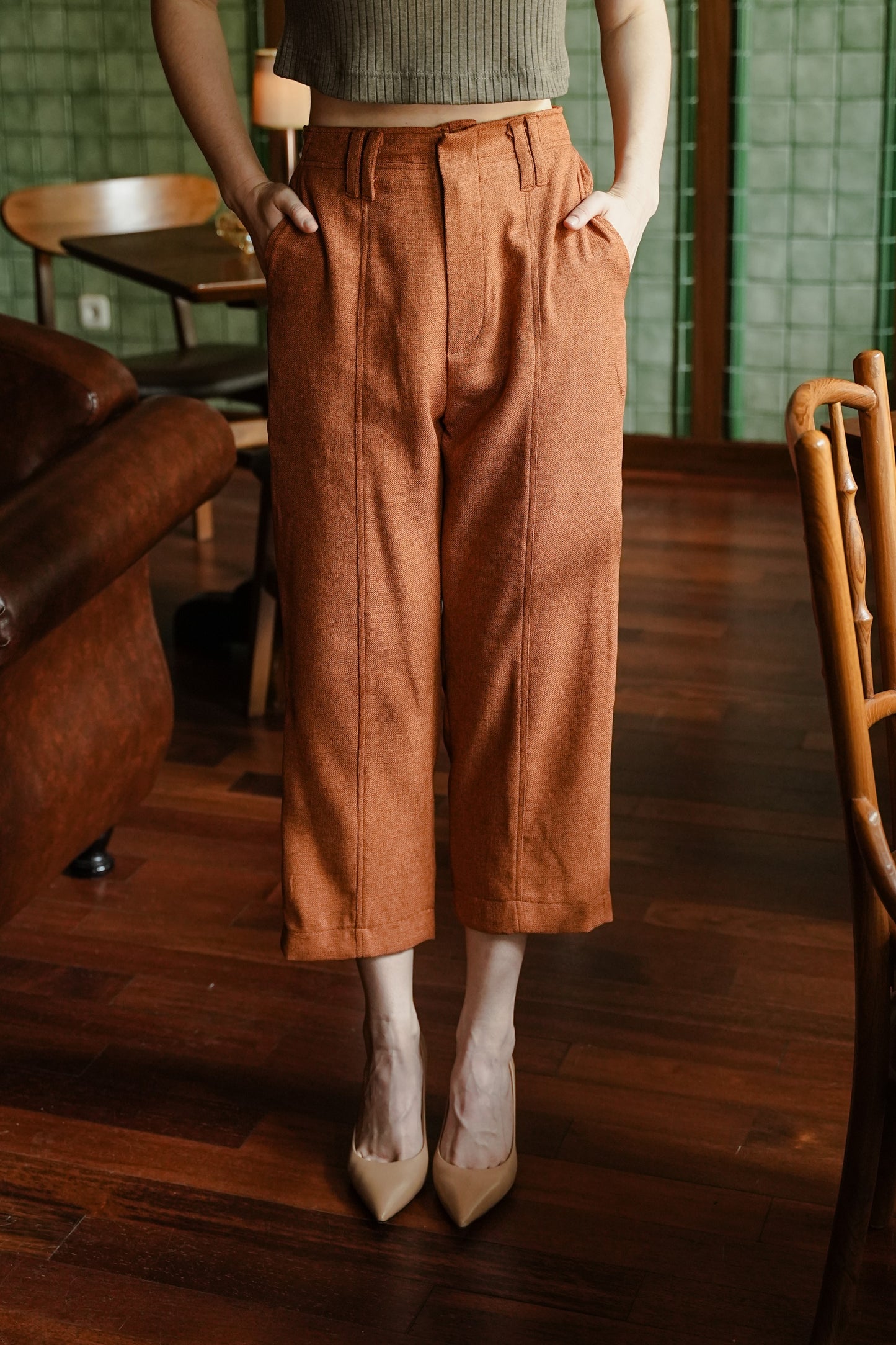 LONG KATIA PANTS IN APRICOT TAN