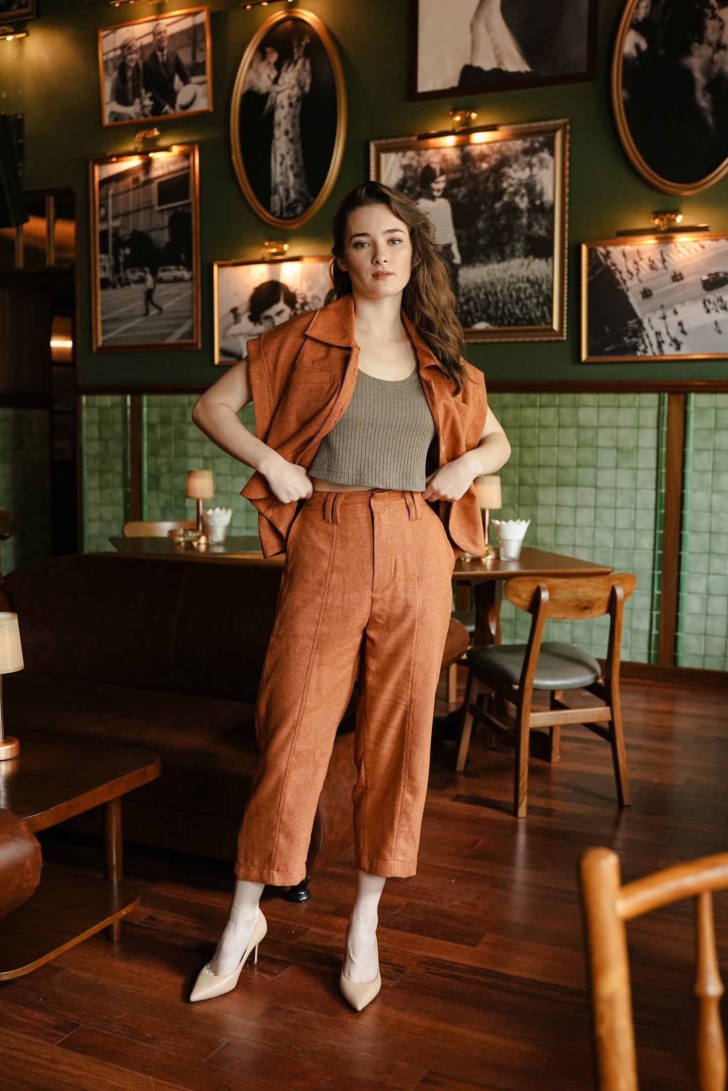 LONG KATIA PANTS IN APRICOT TAN