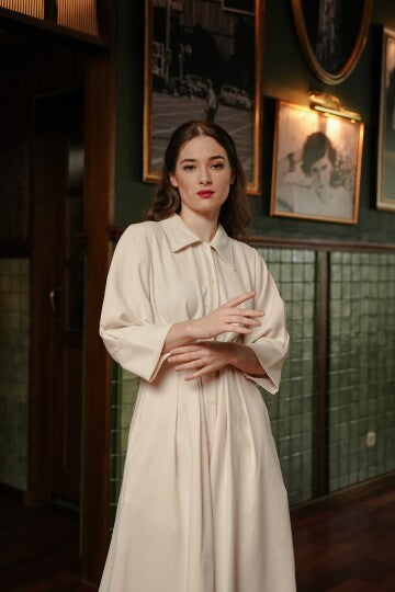ALIYAA DRESS SLEEVE IN PEARL WHITE