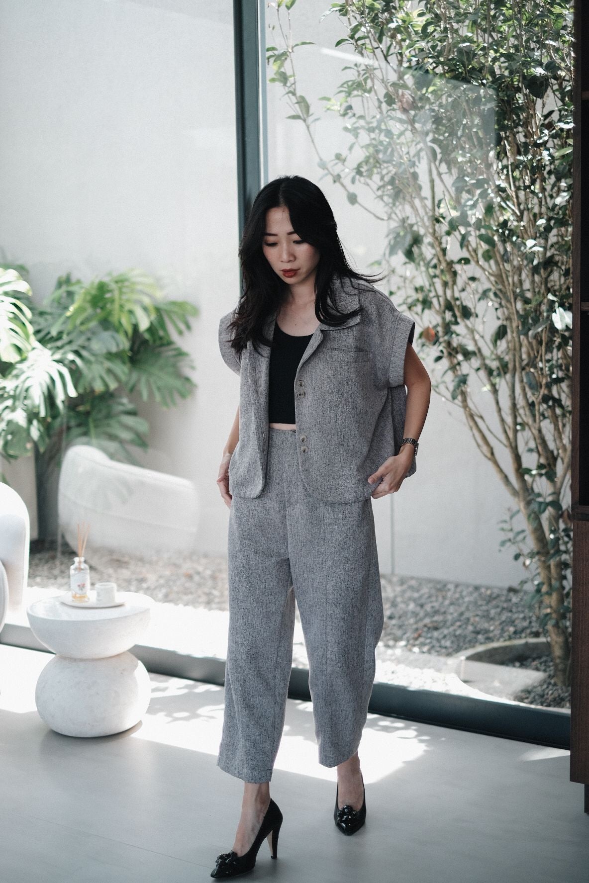 LONG KATIA PANTS IN COOL GREY