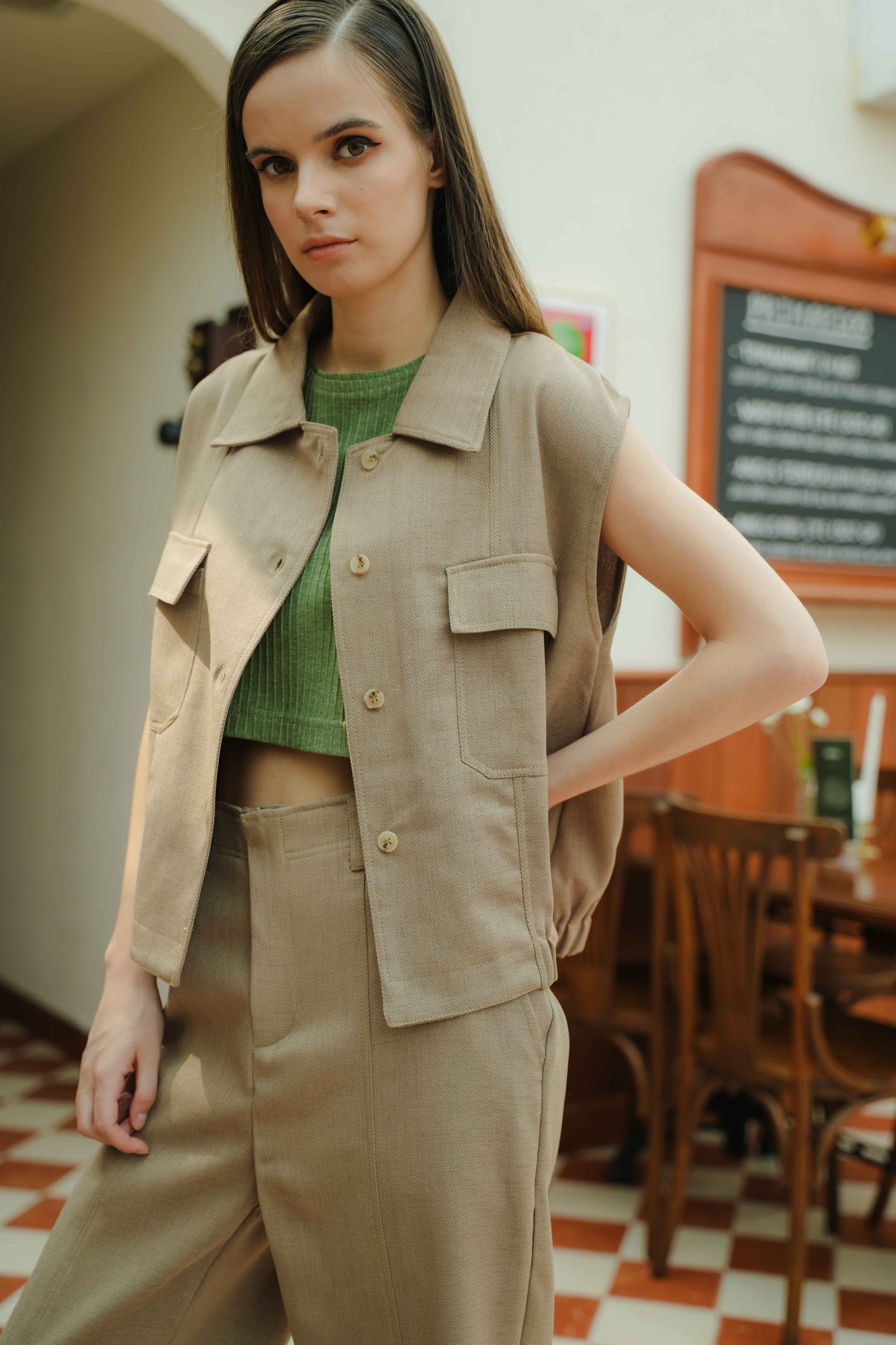 LUCERN TOP IN POSY GREEN