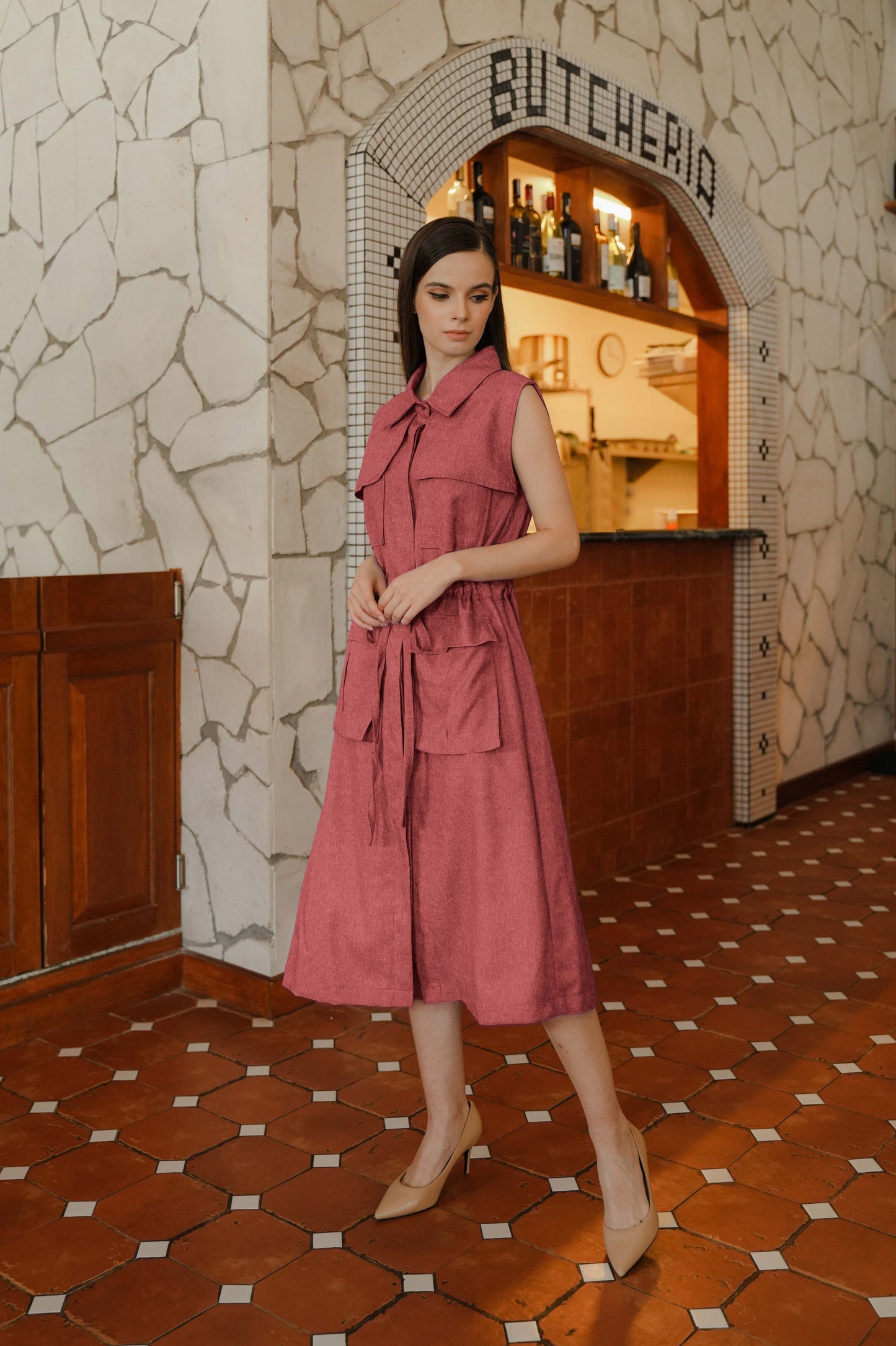 FRANCESCA DRESS SLEEVELESS IN BARBADOS CHERRY