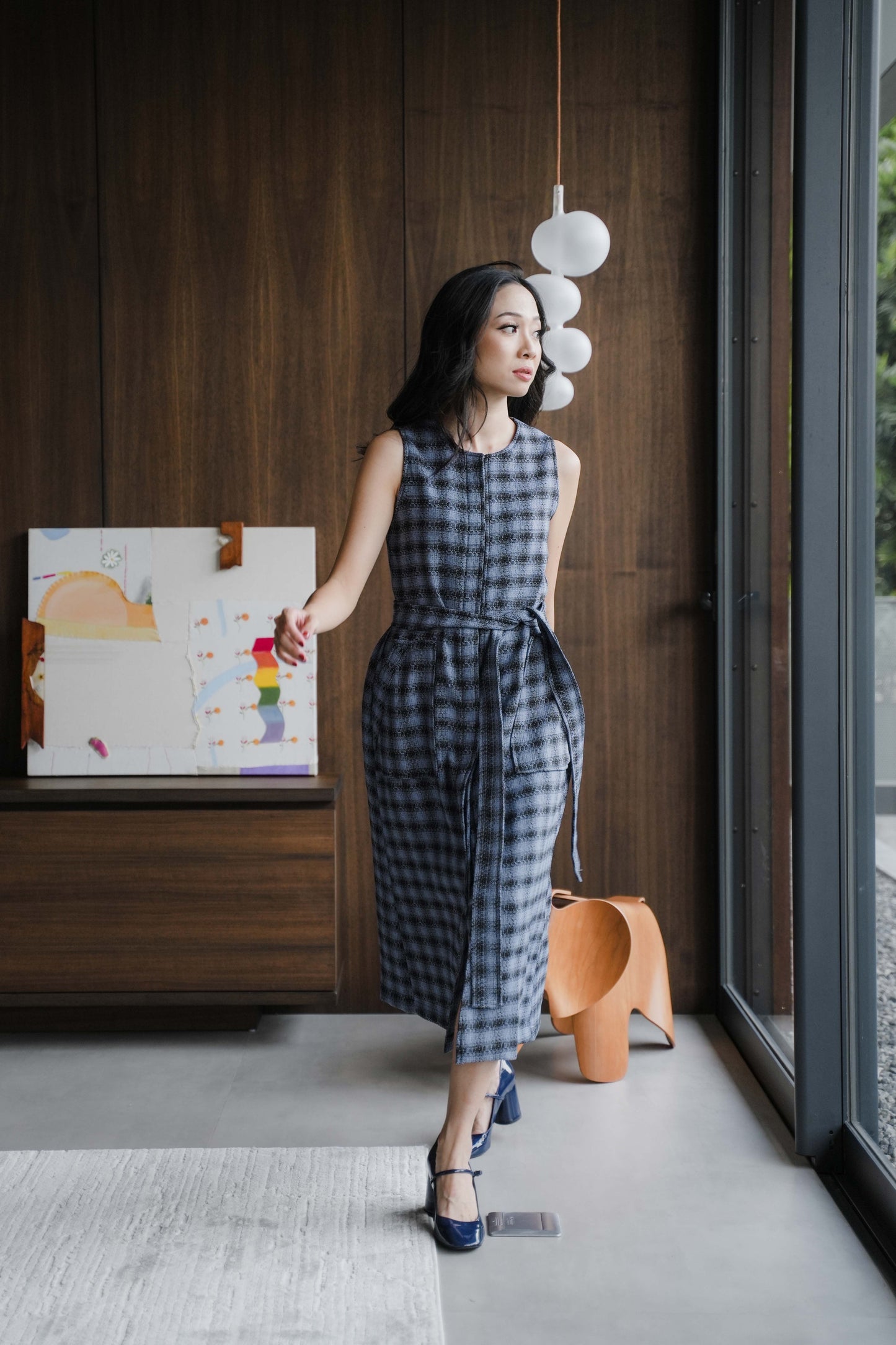 NEW AUDREY DRESS IN PEBBLE BLUE